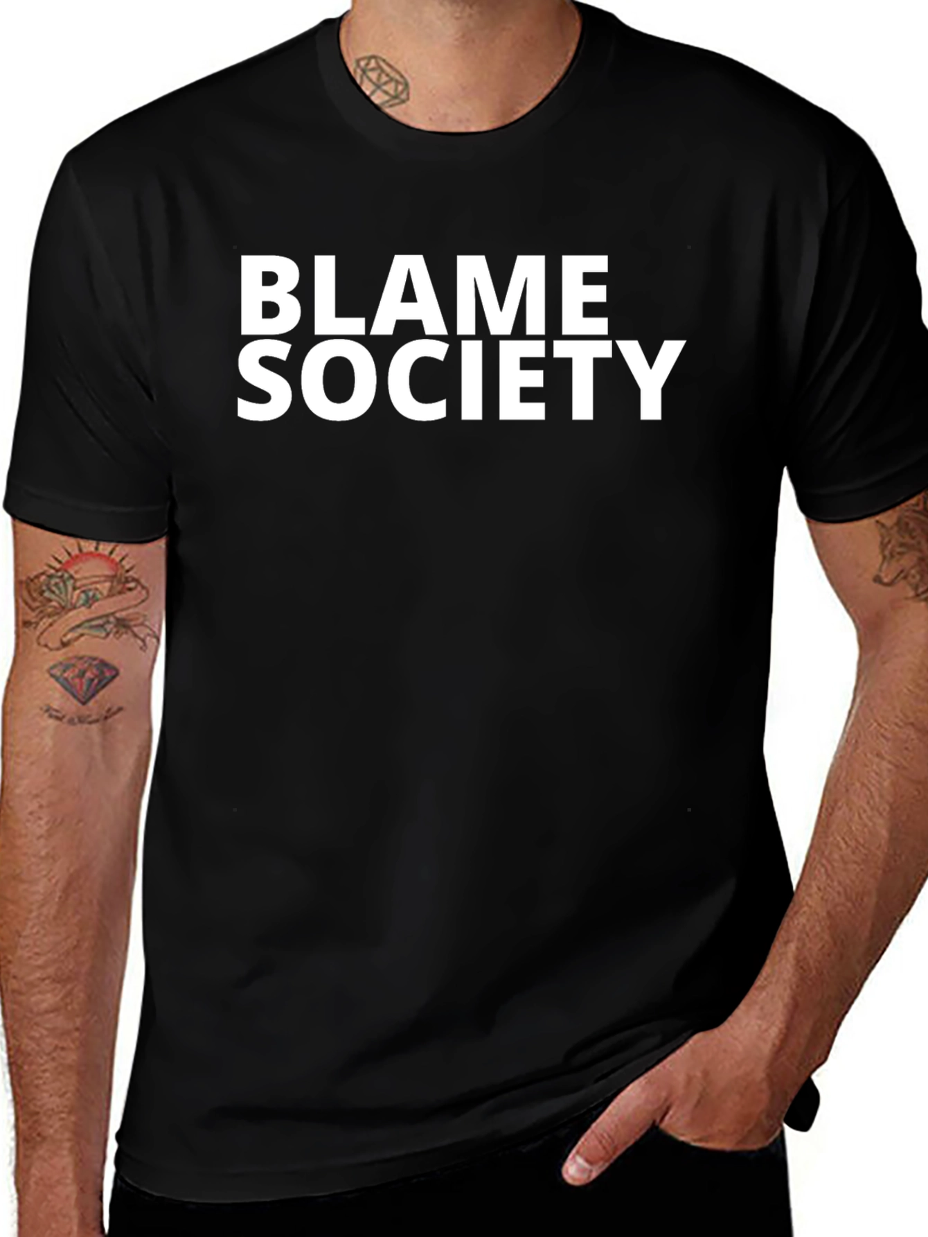 Blame Society Black Graphic Tee - Bold Statement Style