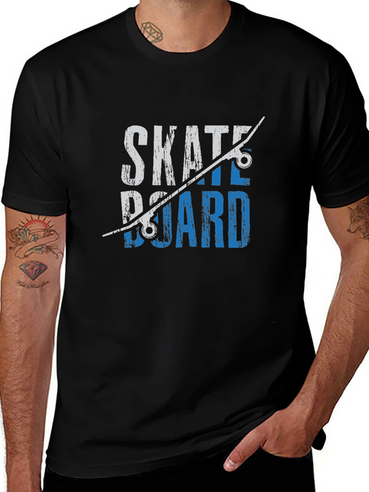 Skateboard Graphic Tee - Black Cotton T-Shirt