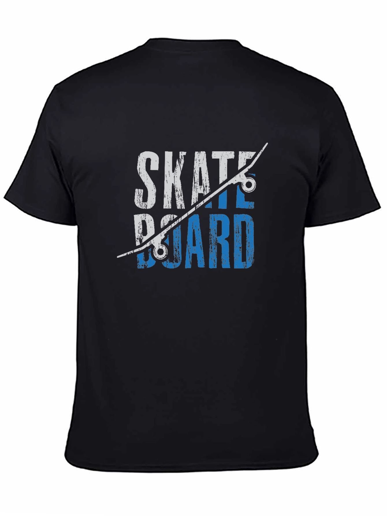 Skateboard Graphic Tee - Black Cotton T-Shirt