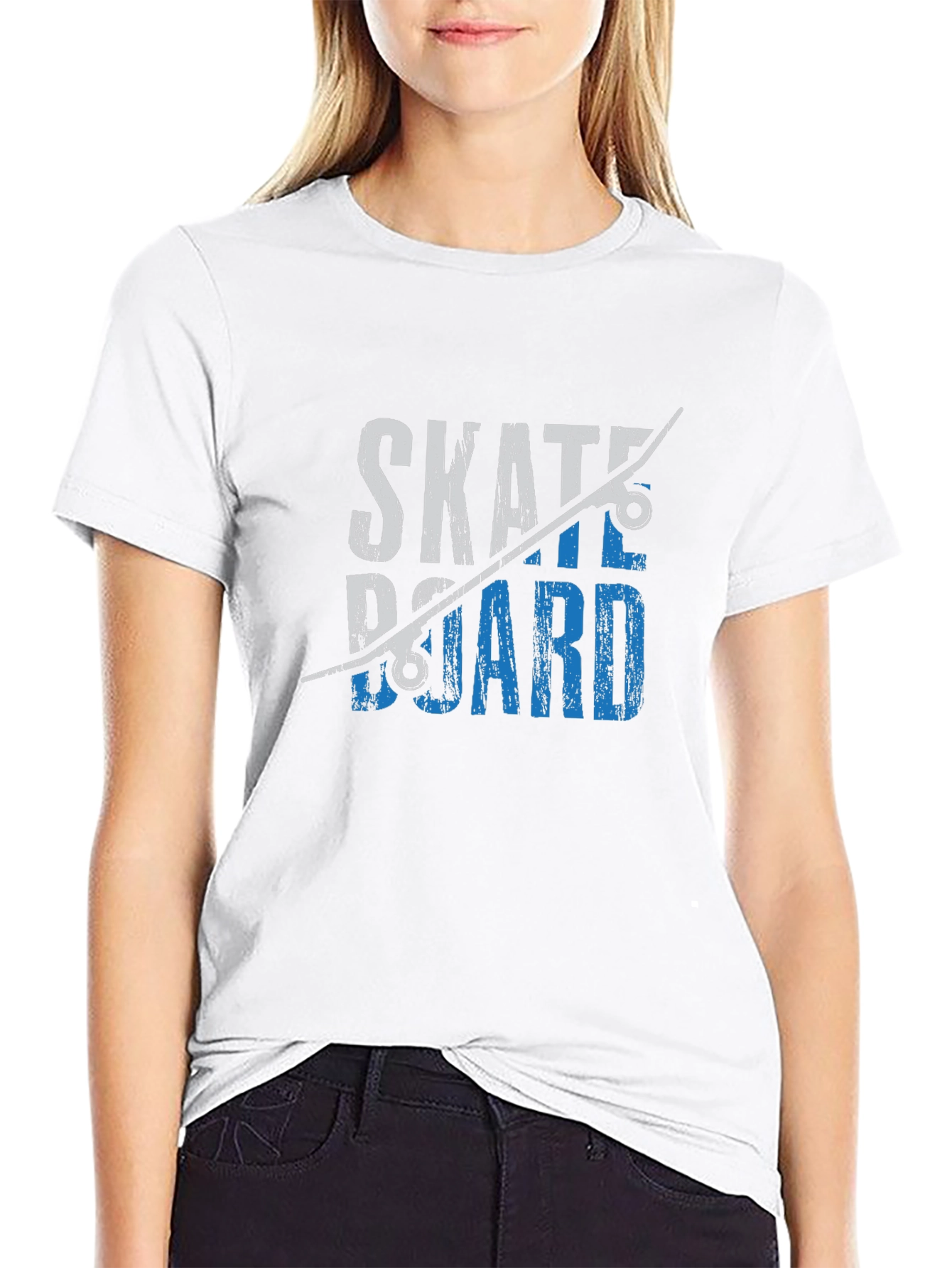 Skateboard Graphic Tee - Black Cotton T-Shirt