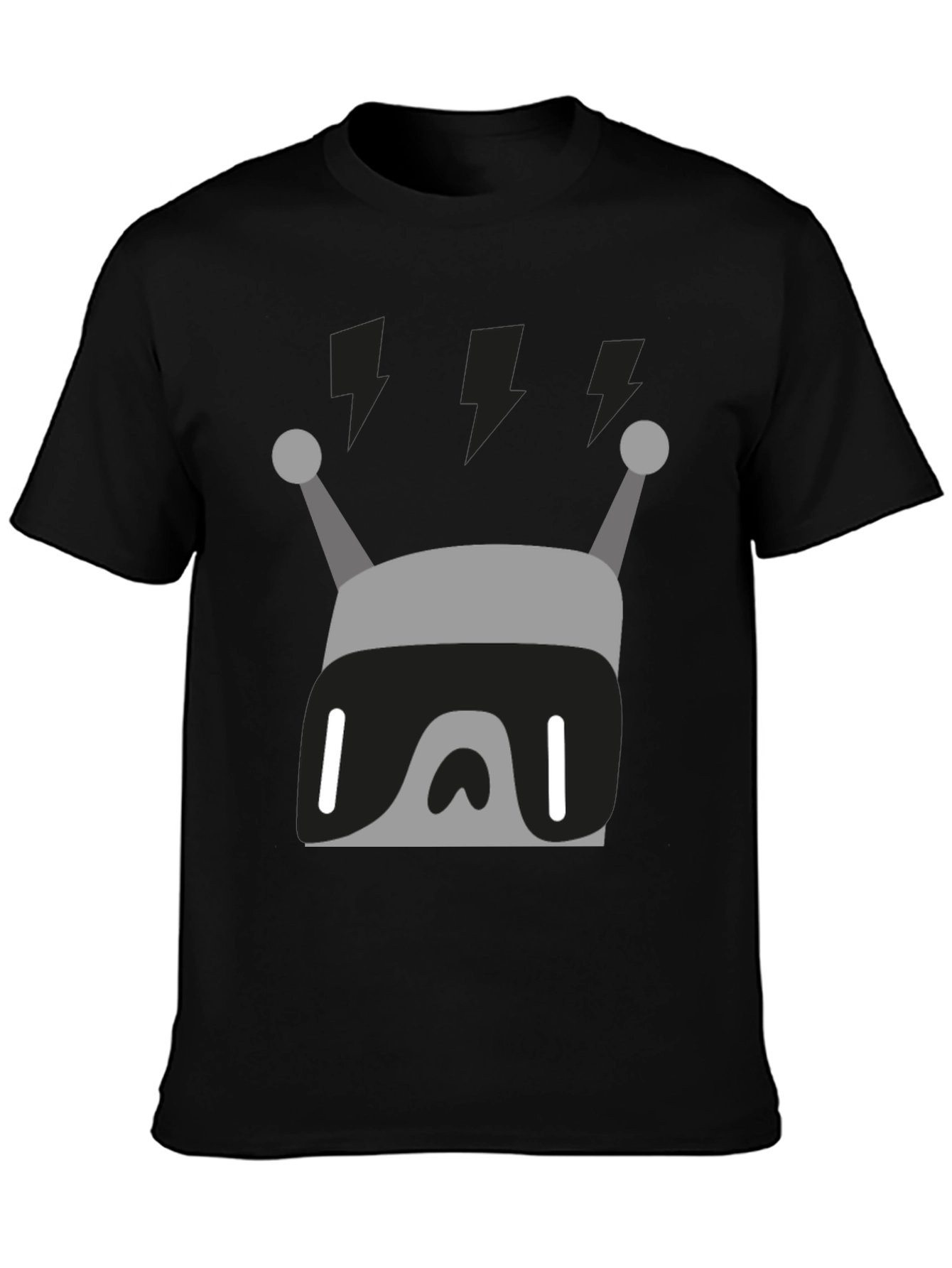 Retro Robot Graphic Tee - Black Cotton Blend