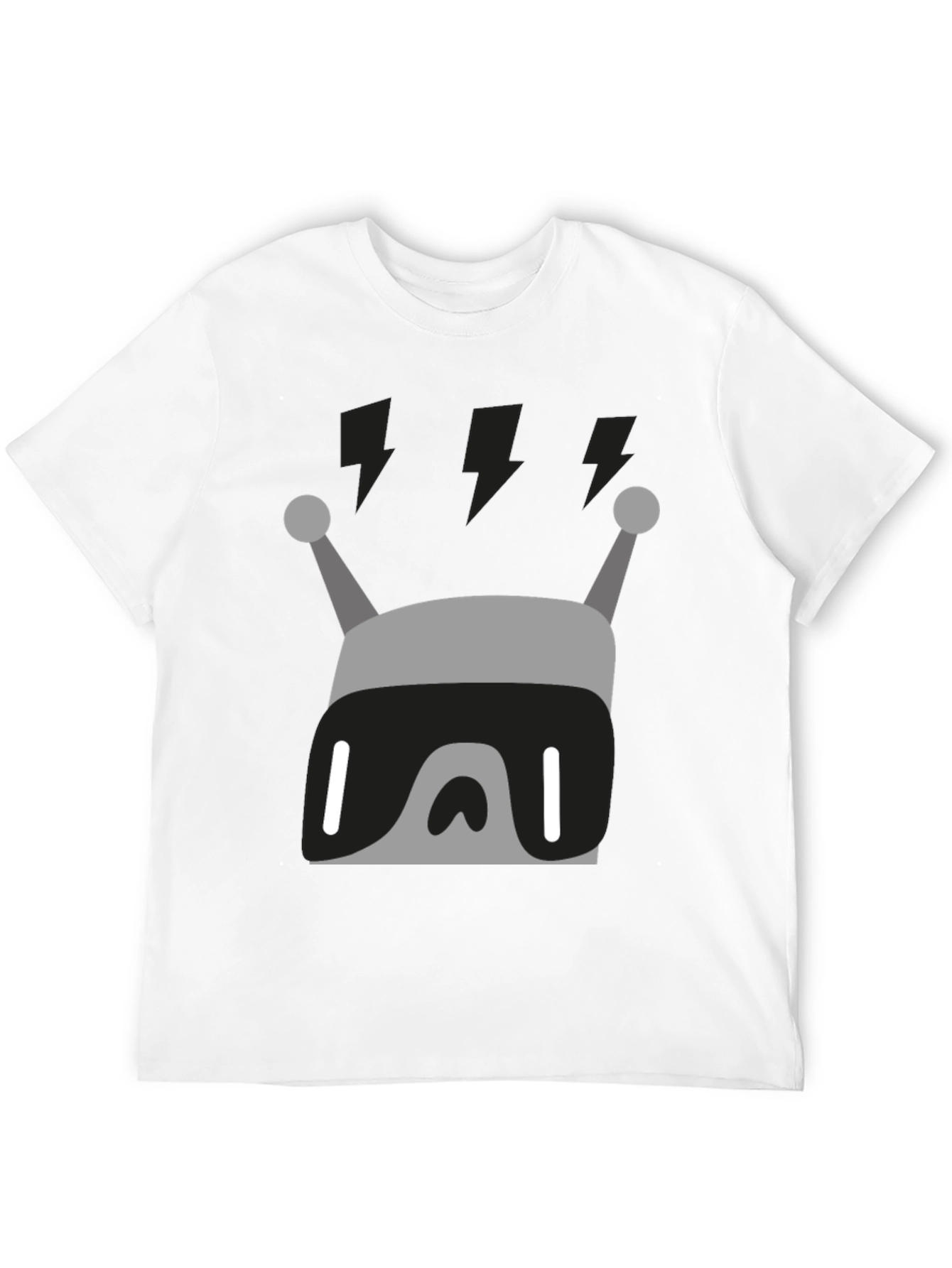 Retro Robot Graphic Tee - Black Cotton Blend