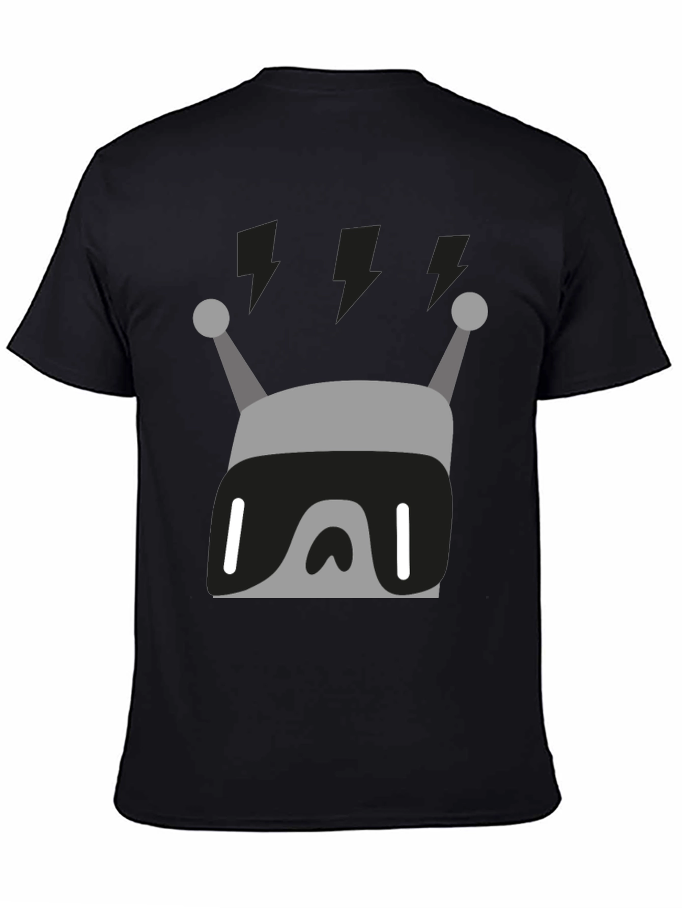Retro Robot Graphic Tee - Black Cotton Blend