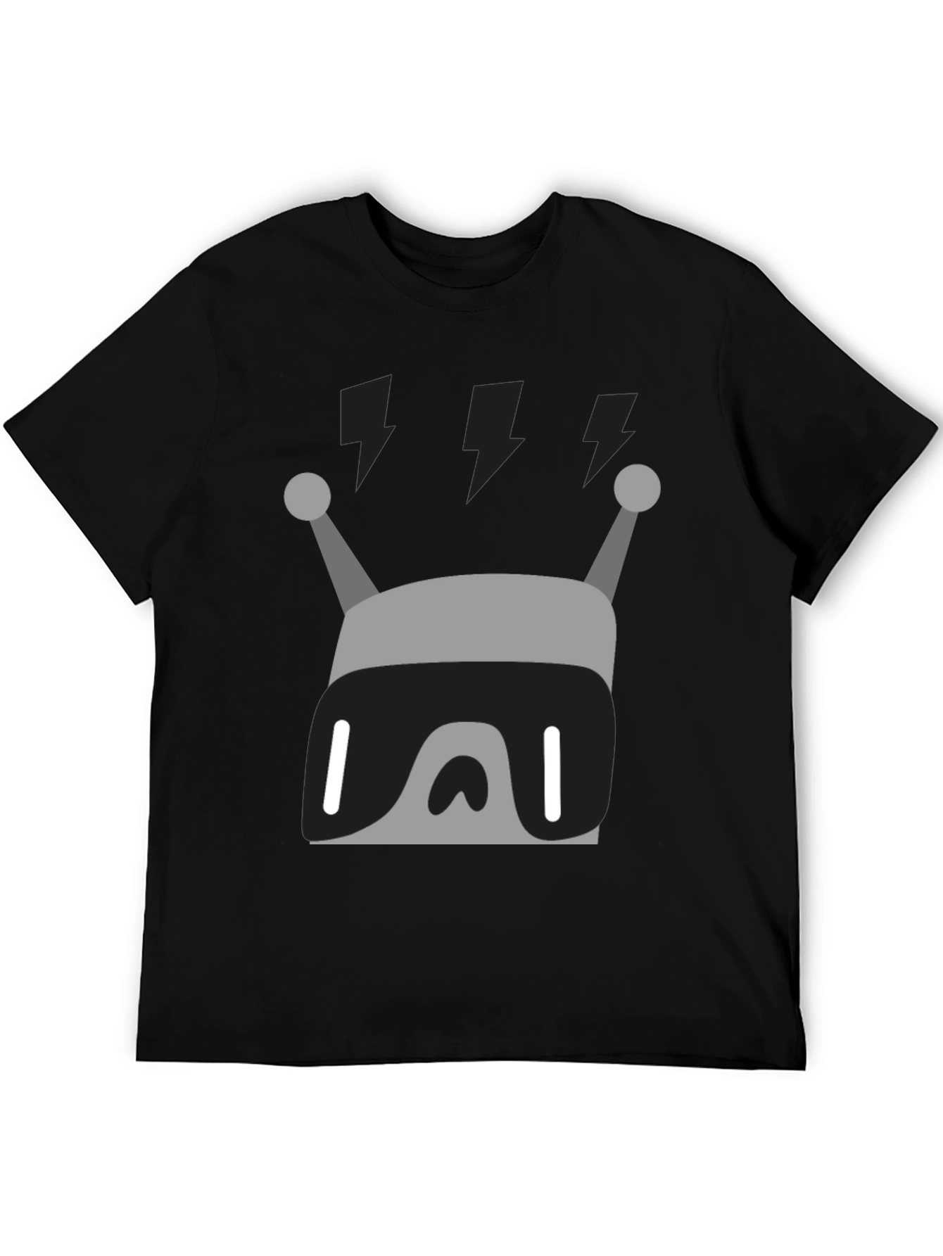 Retro Robot Graphic Tee - Black Cotton Blend