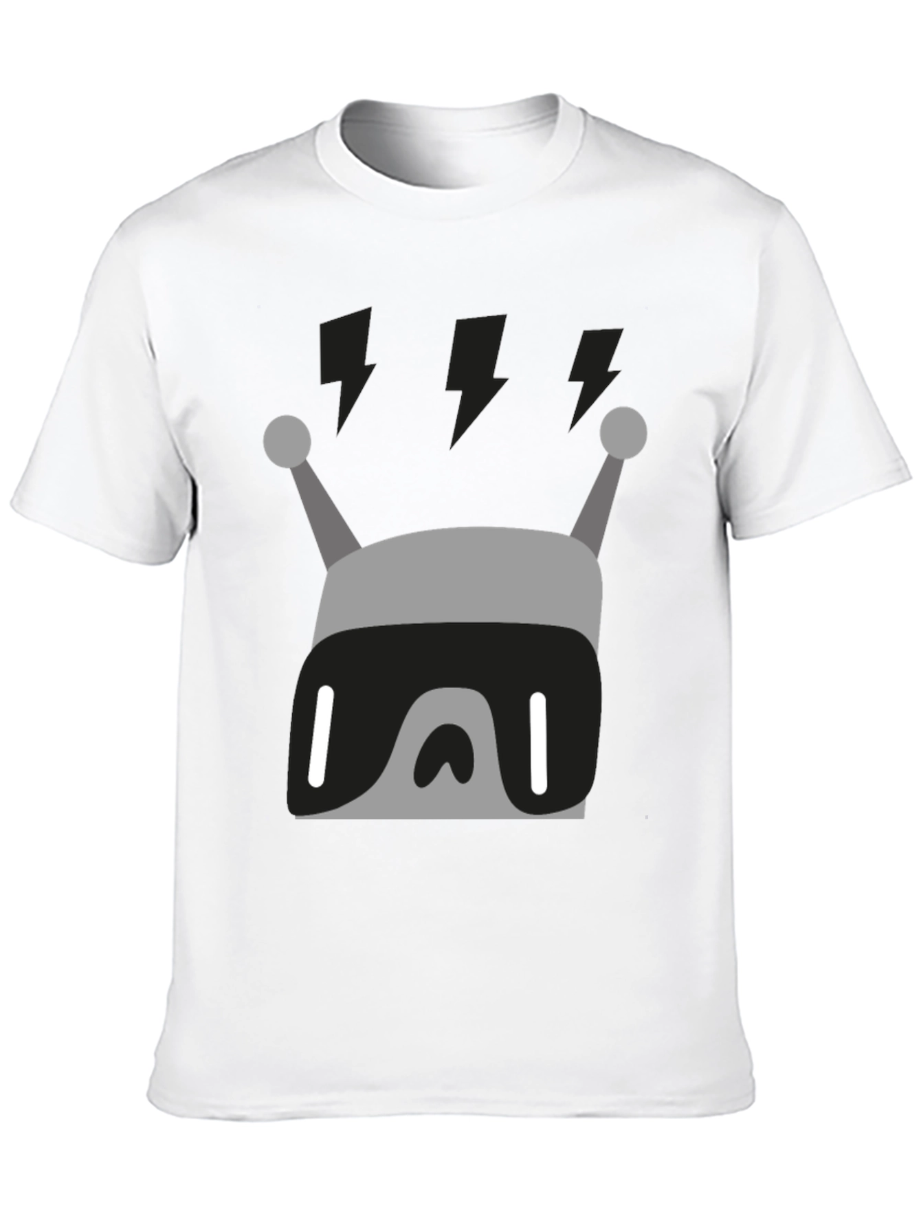 Retro Robot Graphic Tee - Black Cotton Blend