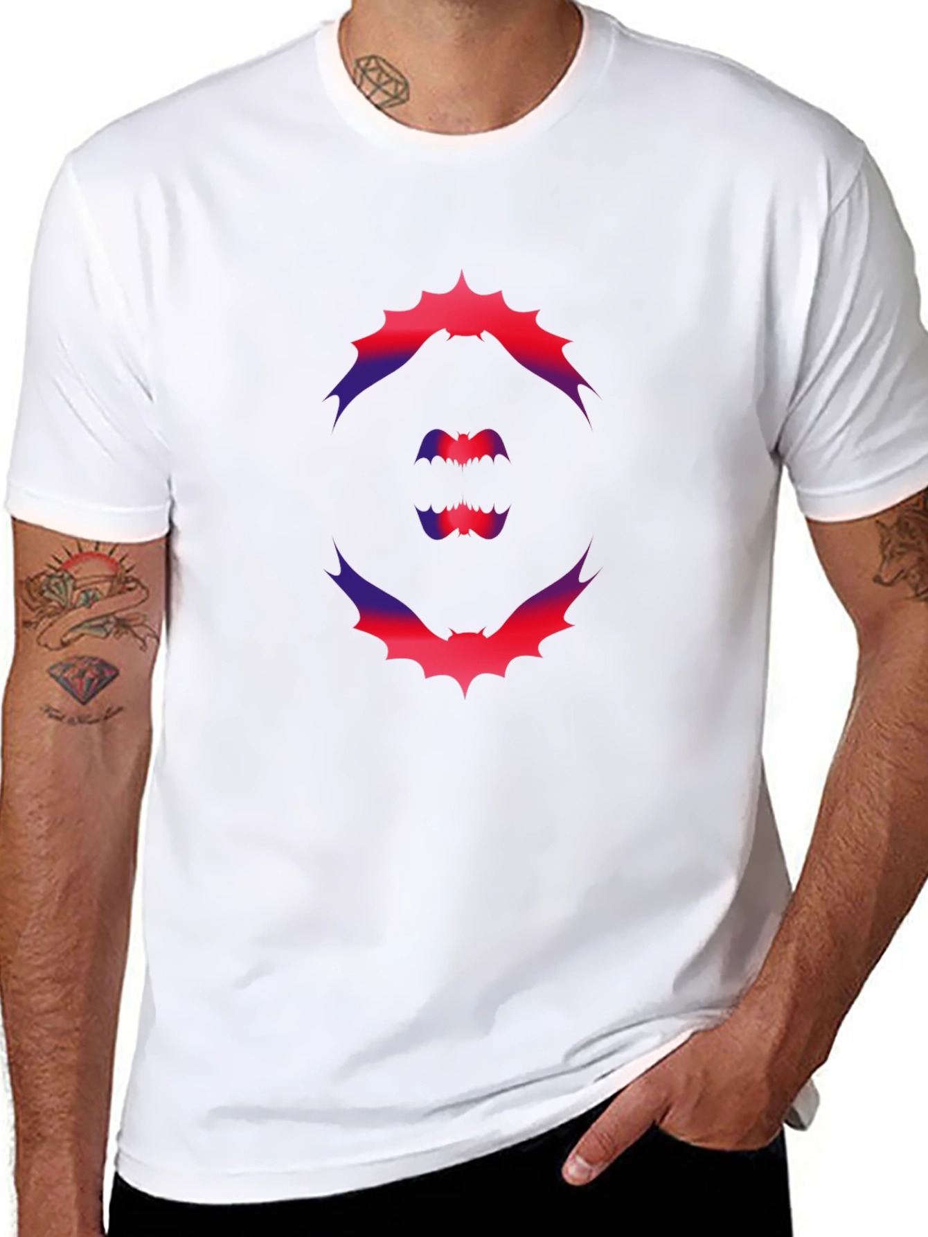 Bat Graphic Print Black T-Shirt