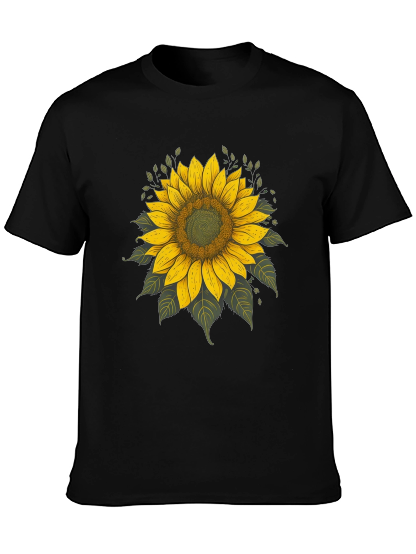 Sunflower Graphic Tee - Black Cotton T-Shirt