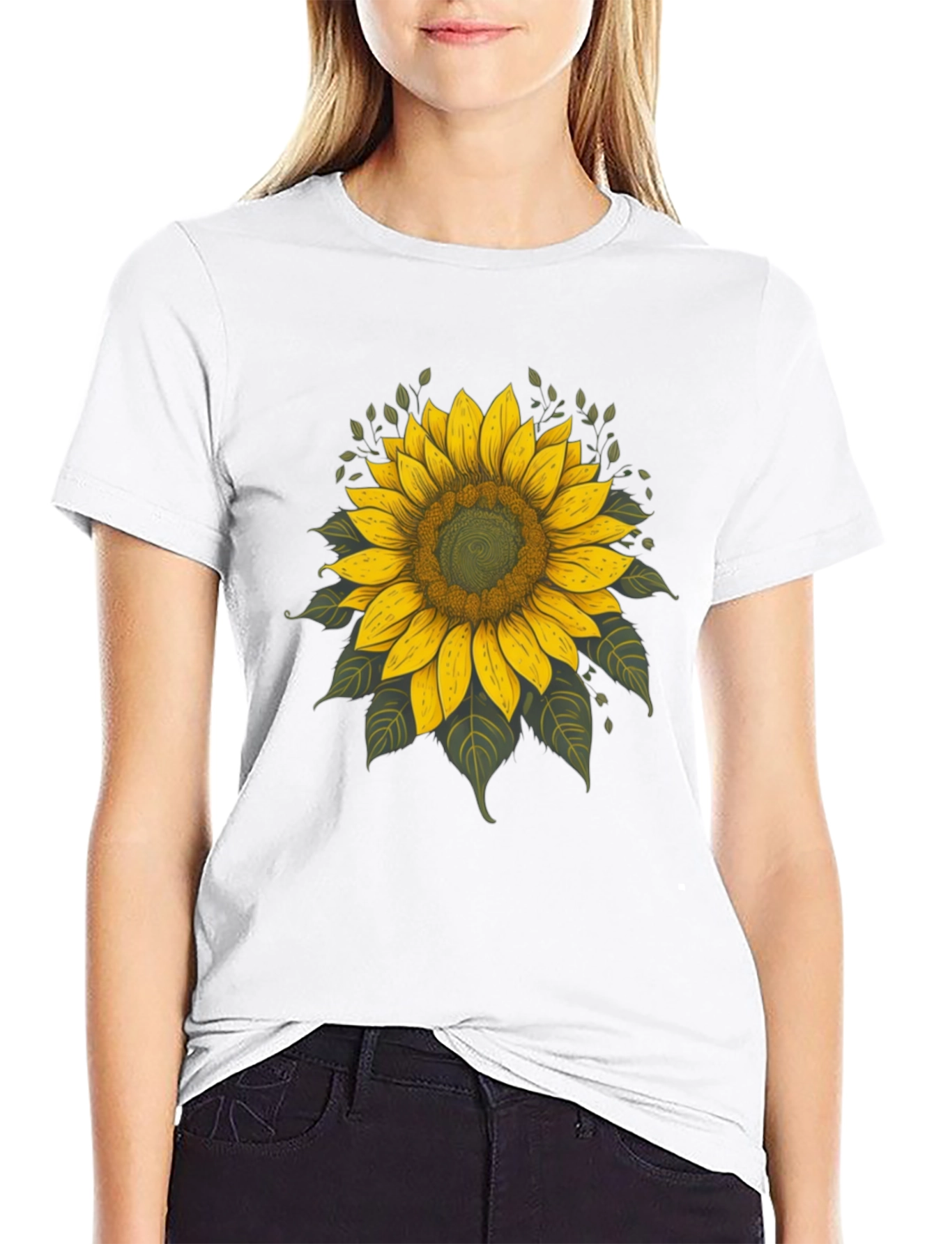 Sunflower Graphic Tee - Black Cotton T-Shirt
