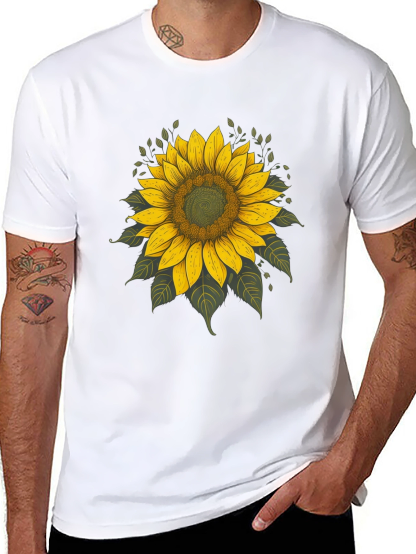 Sunflower Graphic Tee - Black Cotton T-Shirt