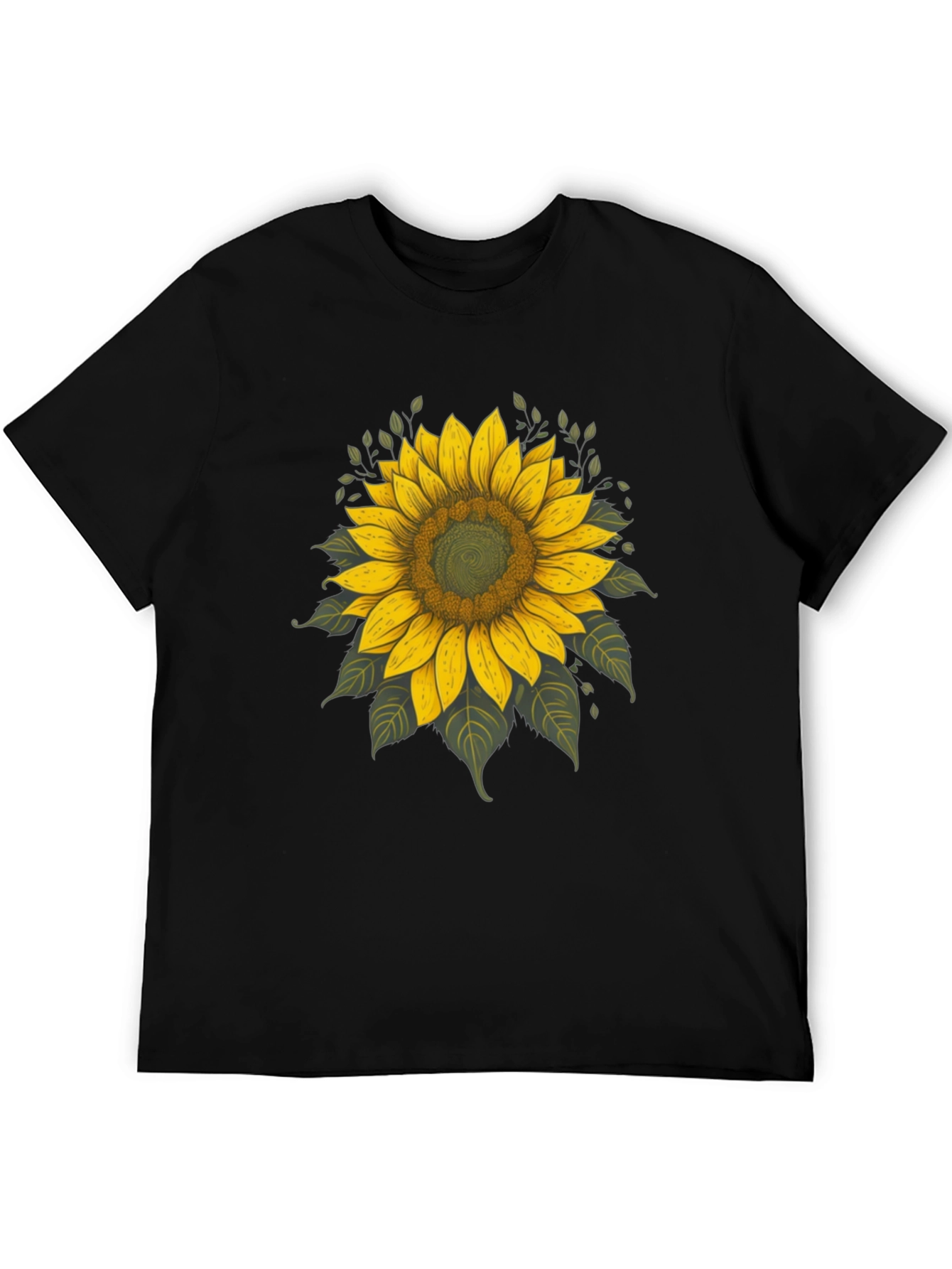 Sunflower Graphic Tee - Black Cotton T-Shirt