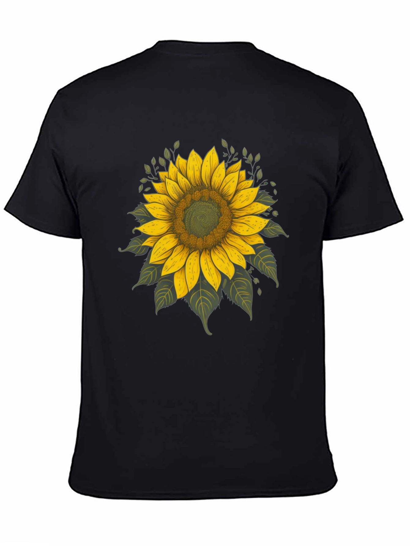 Sunflower Graphic Tee - Black Cotton T-Shirt