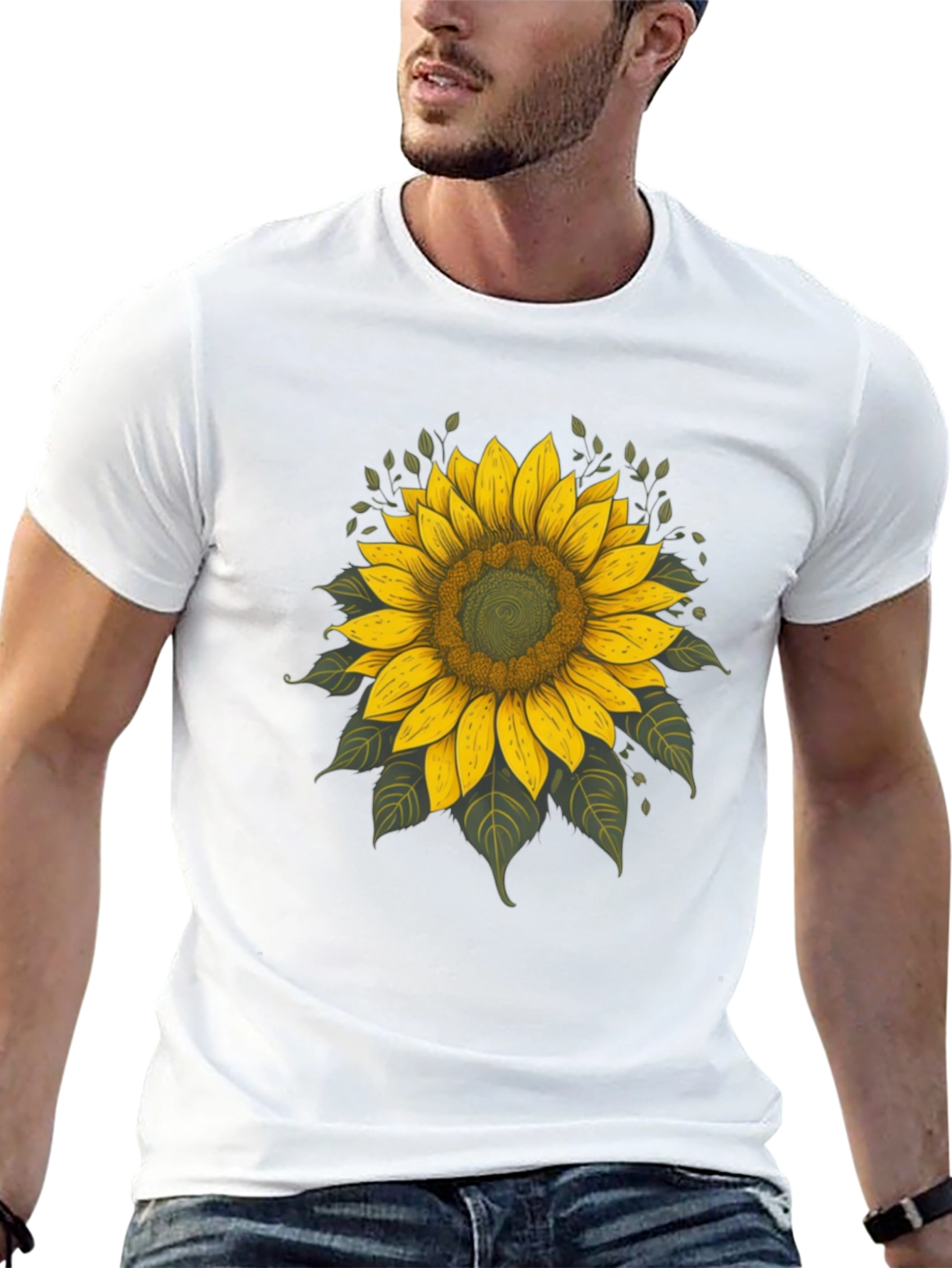 Sunflower Graphic Tee - Black Cotton T-Shirt