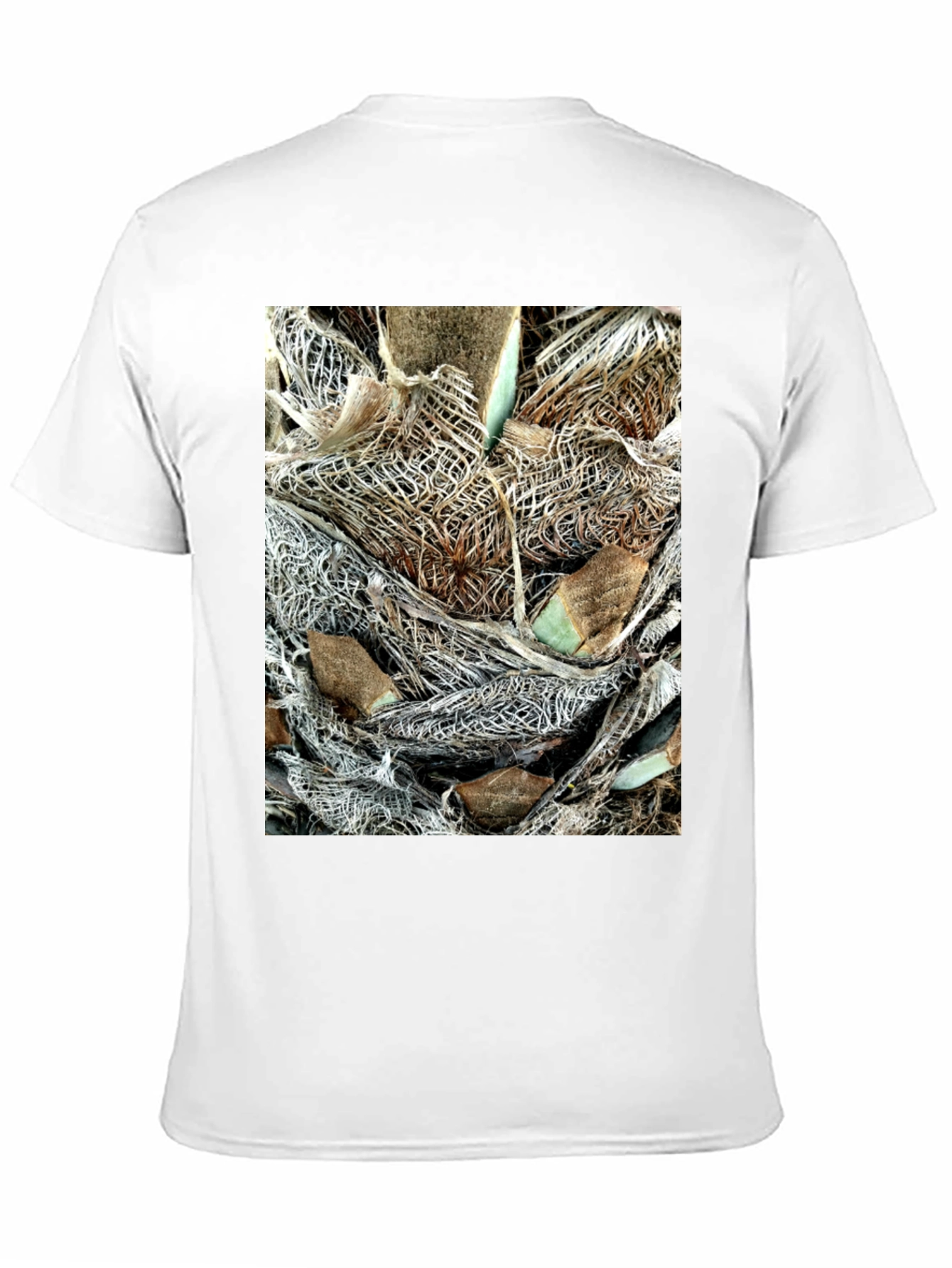 Textured Palm Bark Print Black T-Shirt