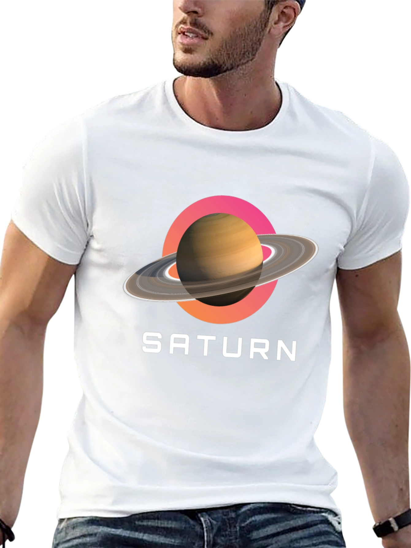 Saturn Graphic Tee - Stylish Space Design