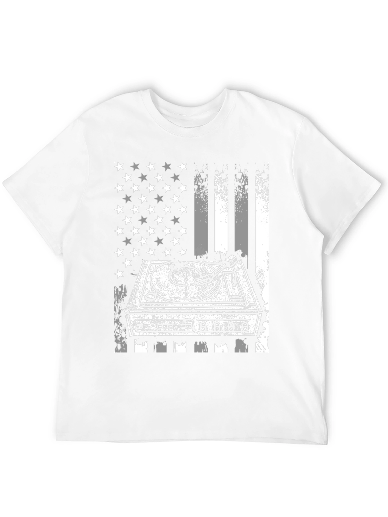 DJ Turntable American Flag Graphic T-Shirt