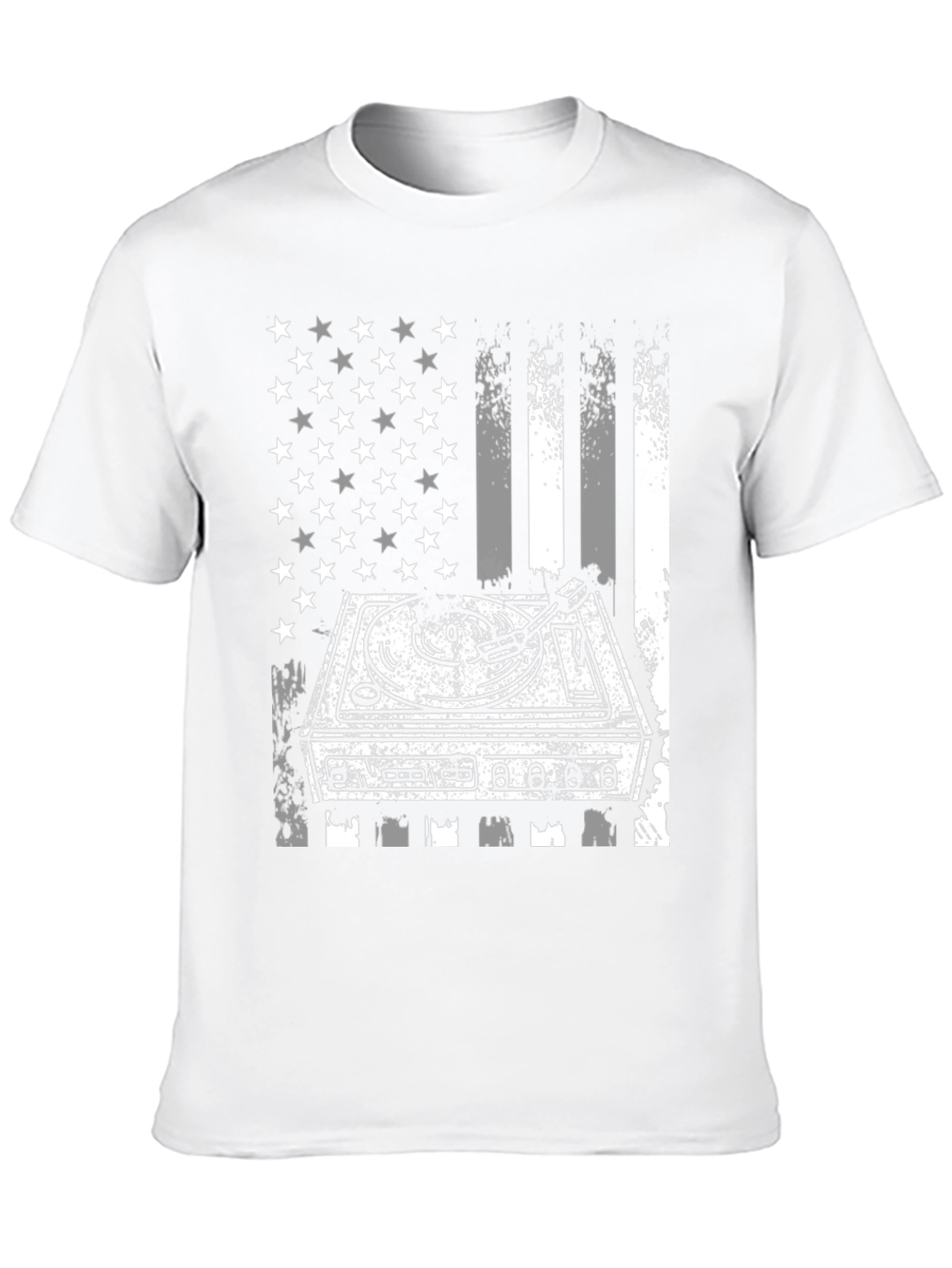 DJ Turntable American Flag Graphic T-Shirt