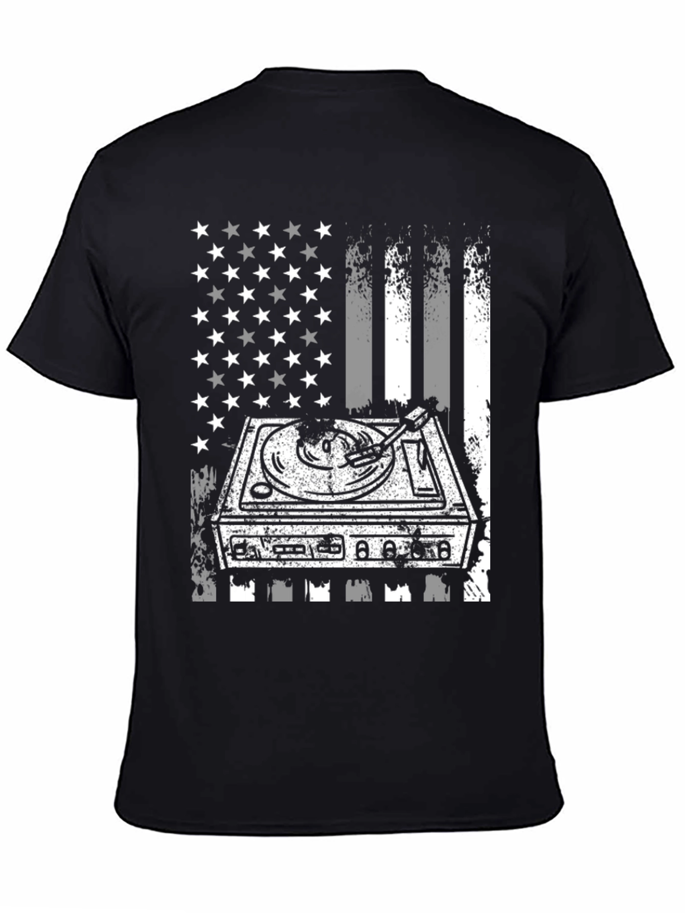 DJ Turntable American Flag Graphic T-Shirt