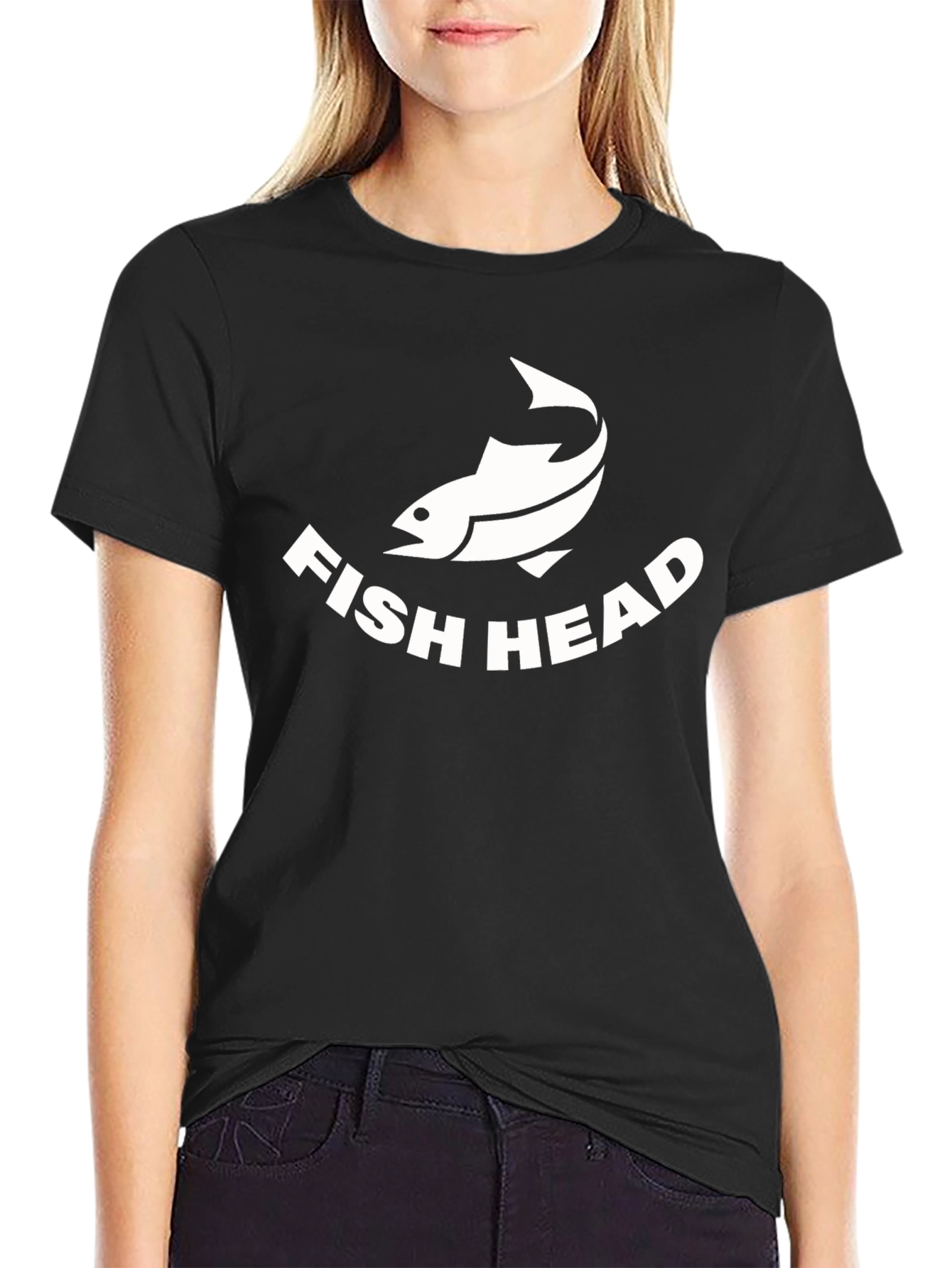 Funny Fish Head T-Shirt - Black Cotton Tee