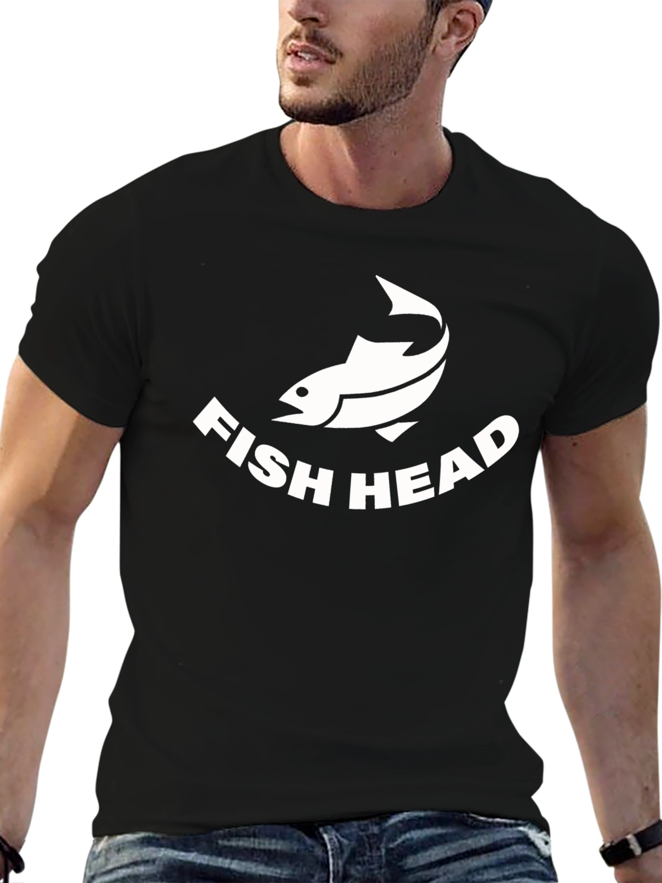 Funny Fish Head T-Shirt - Black Cotton Tee