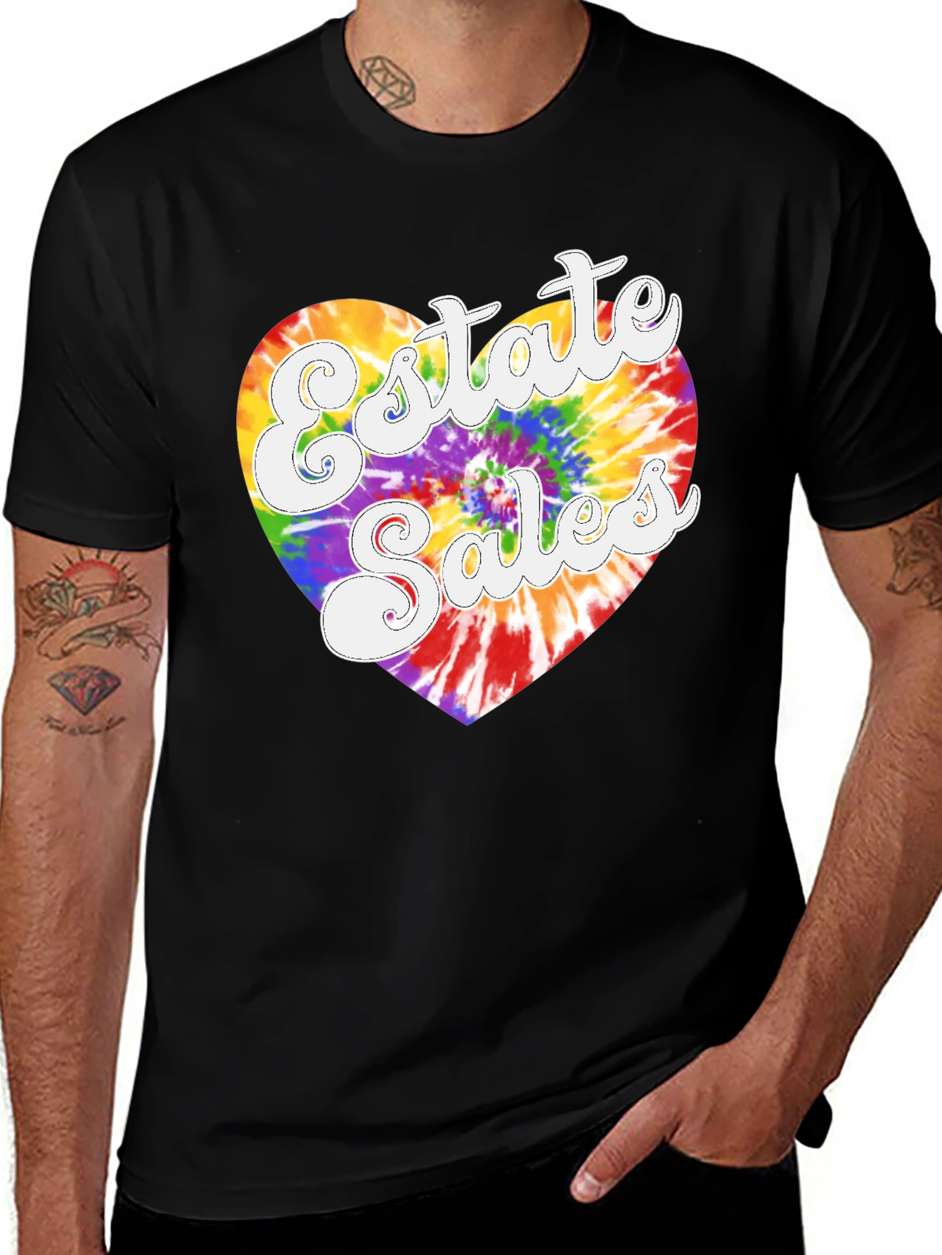 Estate Sales Tie Dye Heart T-Shirt