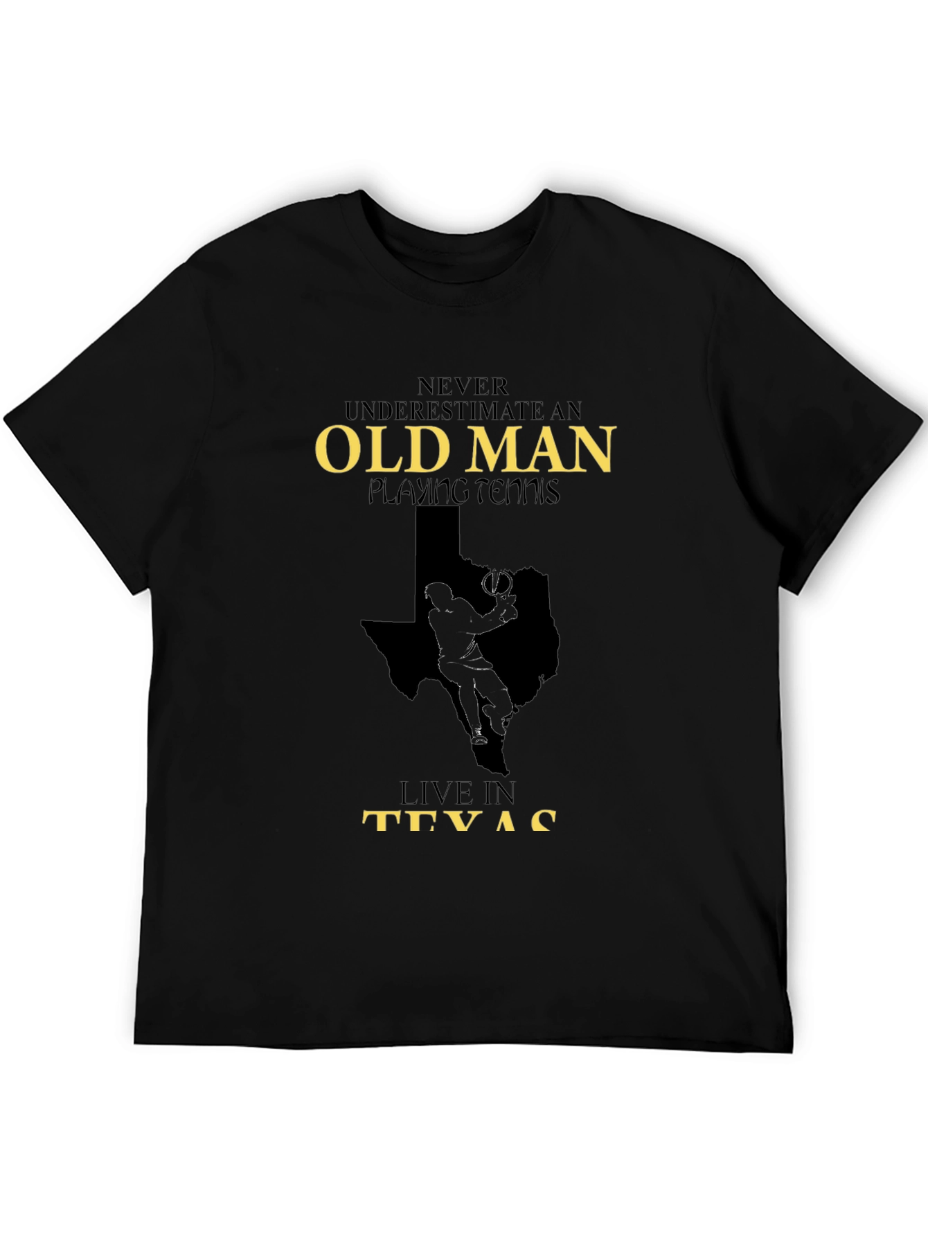 Old Man Playing Tennis in Texas Graphic Tee