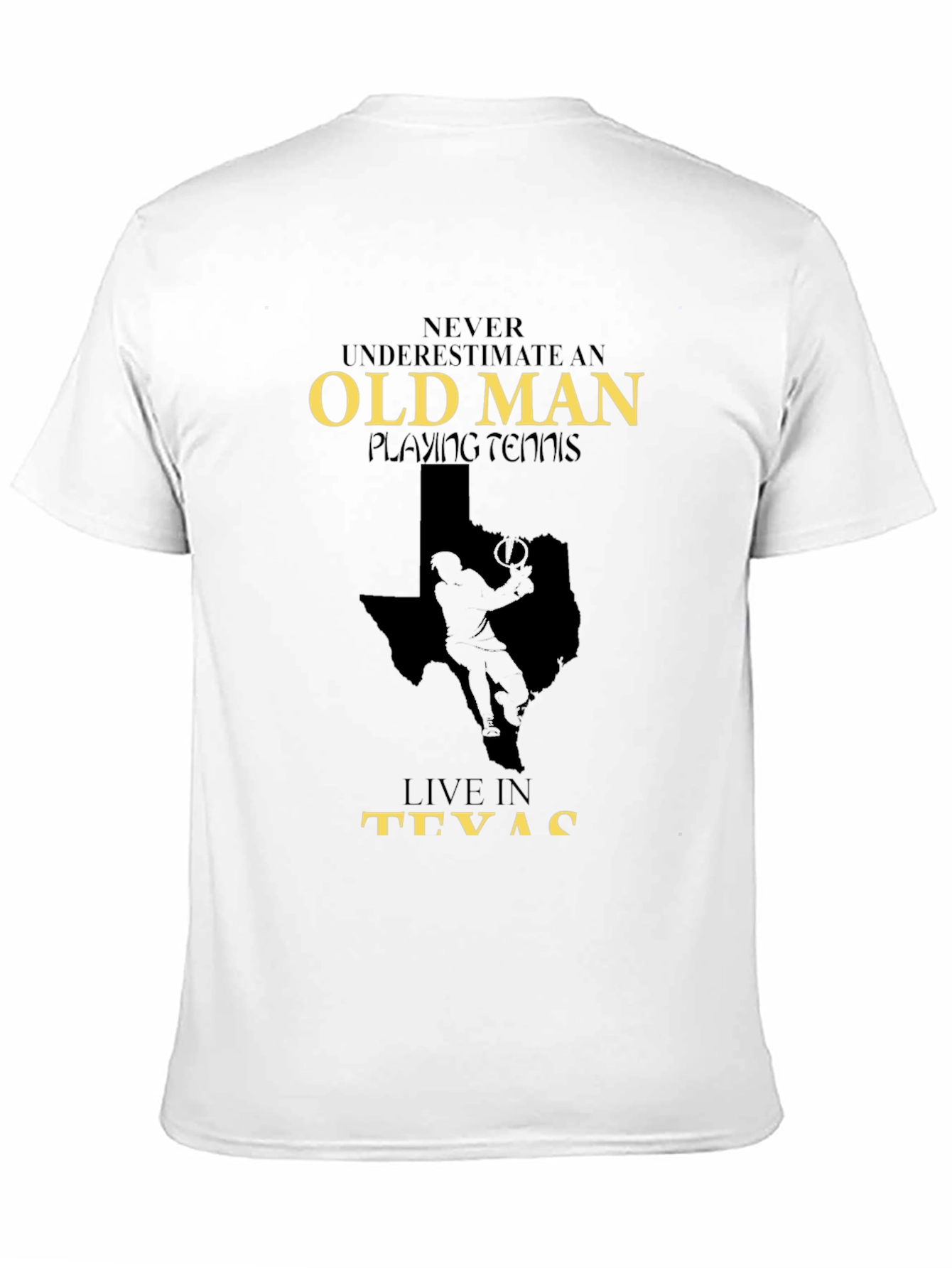 Old Man Playing Tennis in Texas Graphic Tee