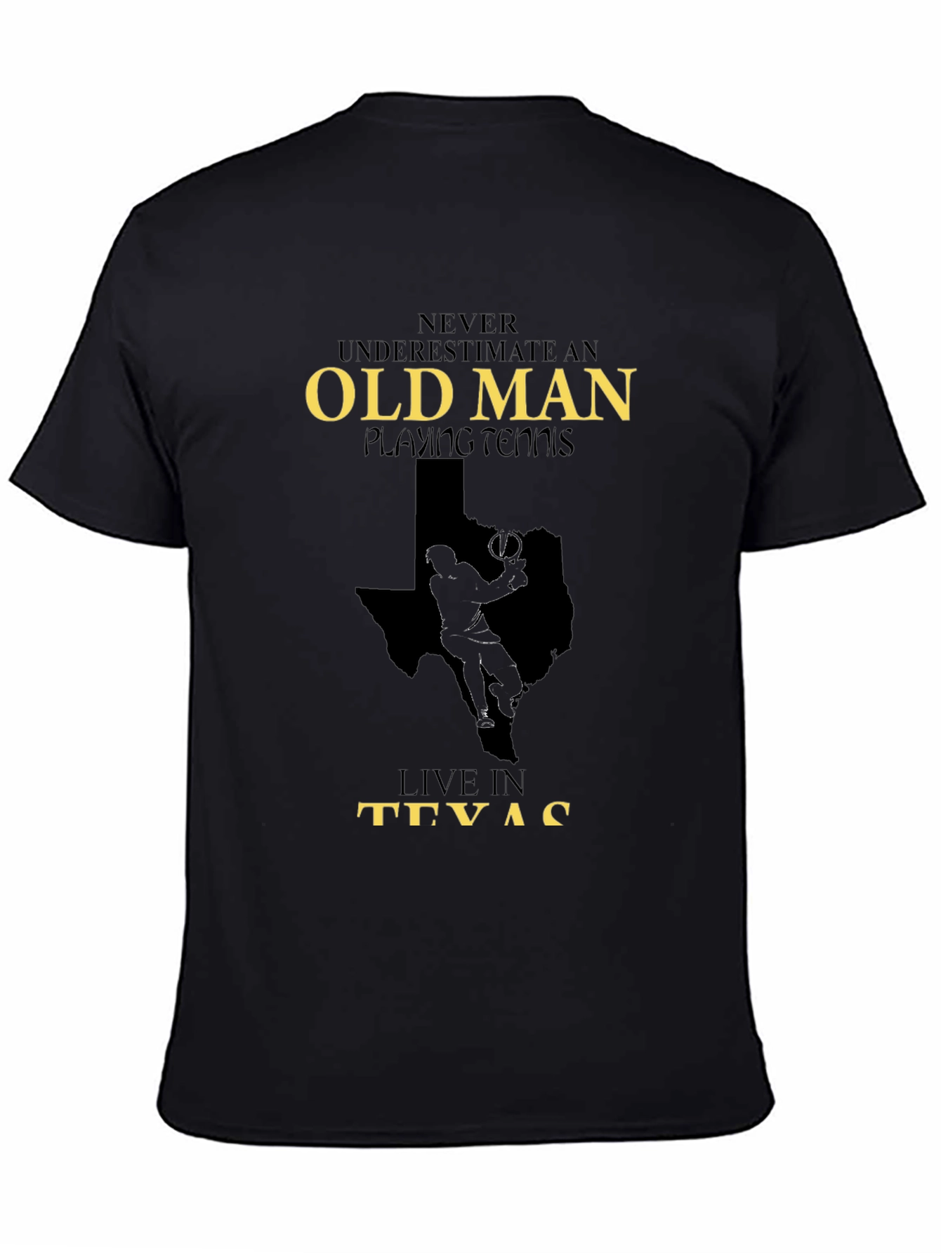 Old Man Playing Tennis in Texas Graphic Tee