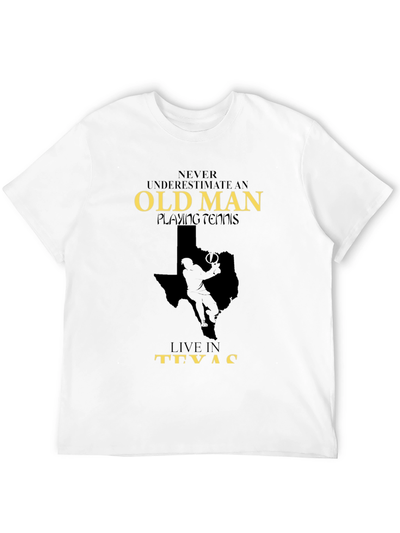Old Man Playing Tennis in Texas Graphic Tee