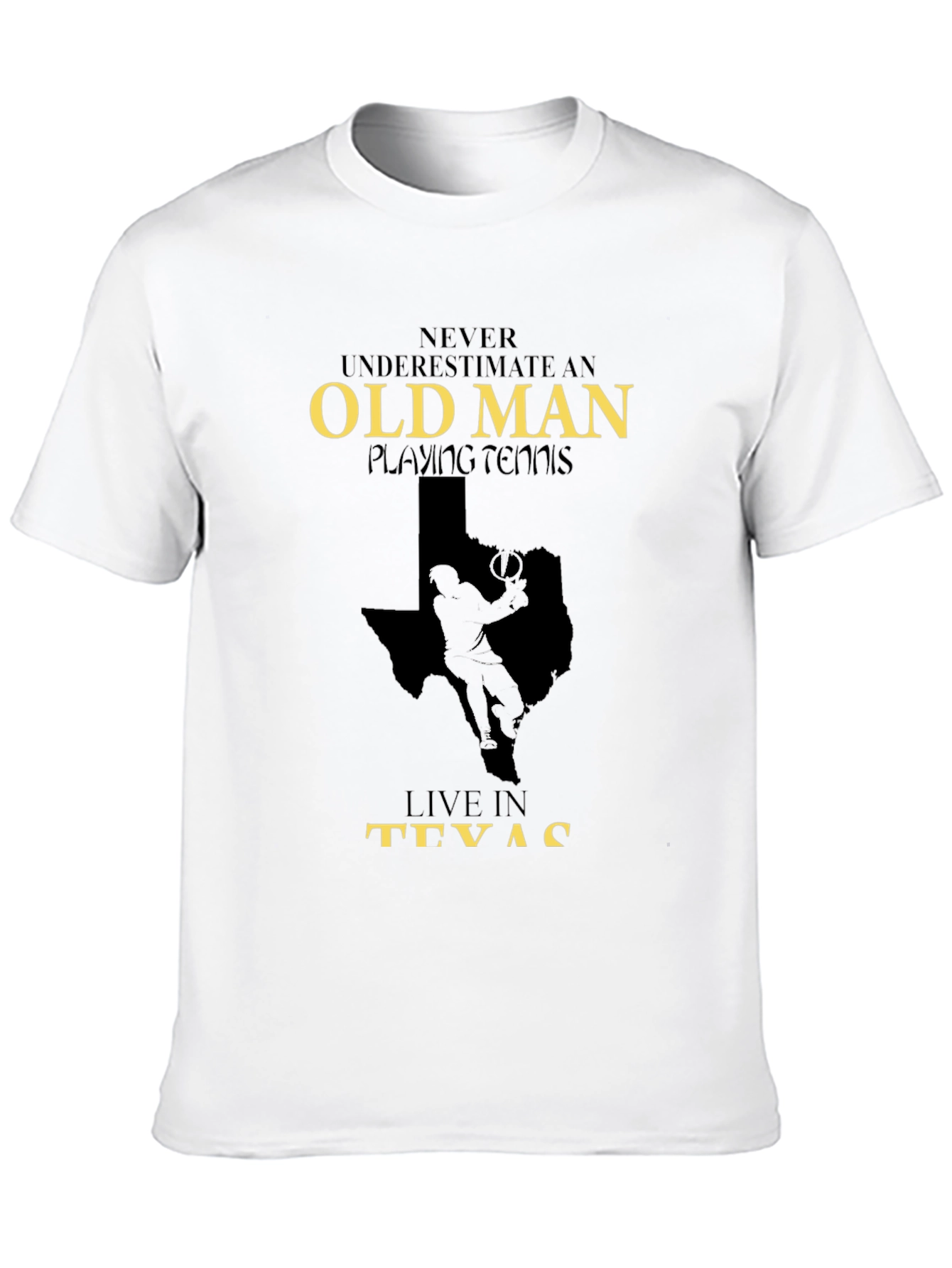 Old Man Playing Tennis in Texas Graphic Tee