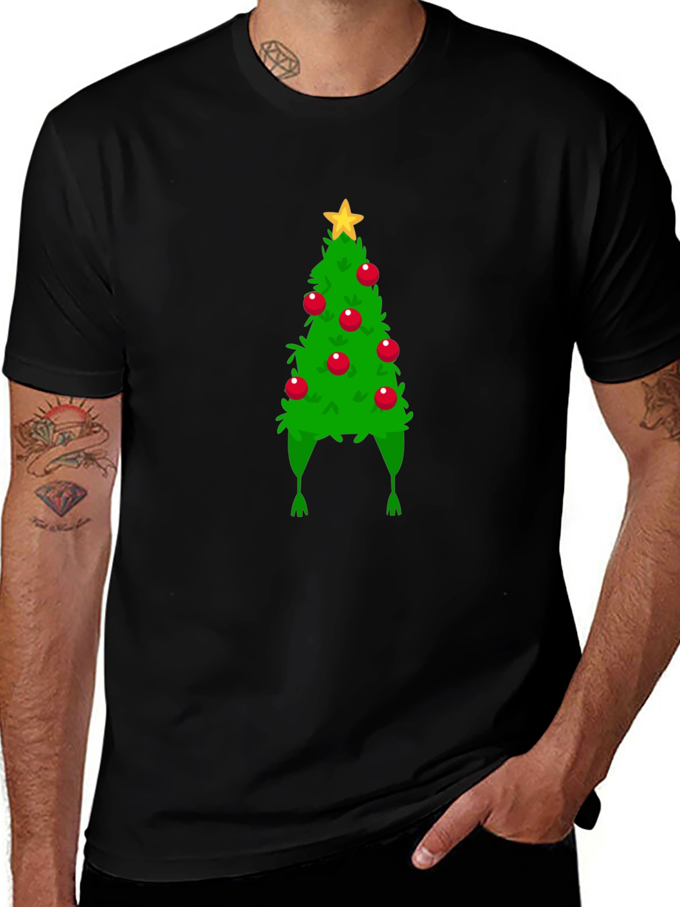 Christmas Tree Hat Graphic Tee - Holiday Fun!
