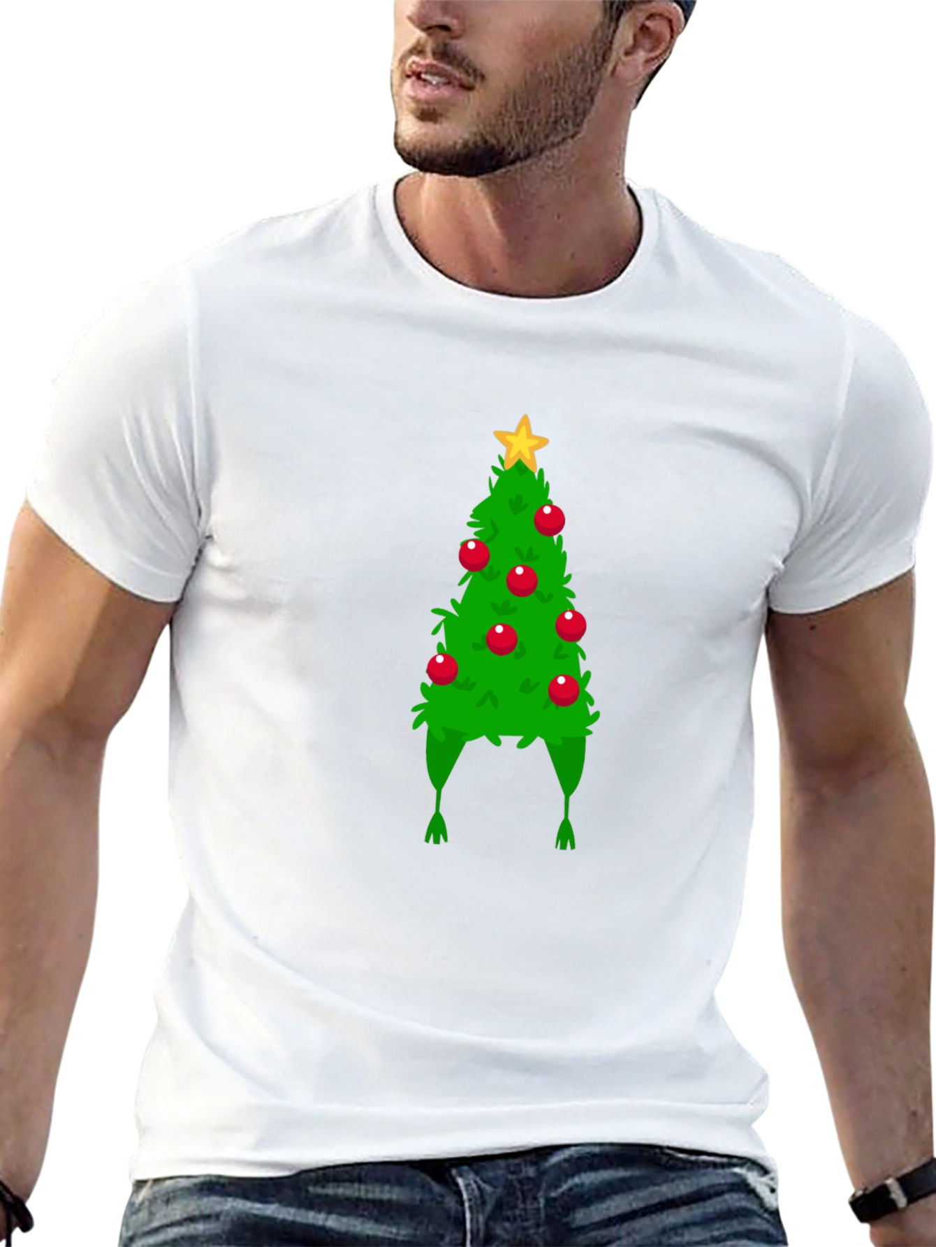 Christmas Tree Hat Graphic Tee - Holiday Fun!