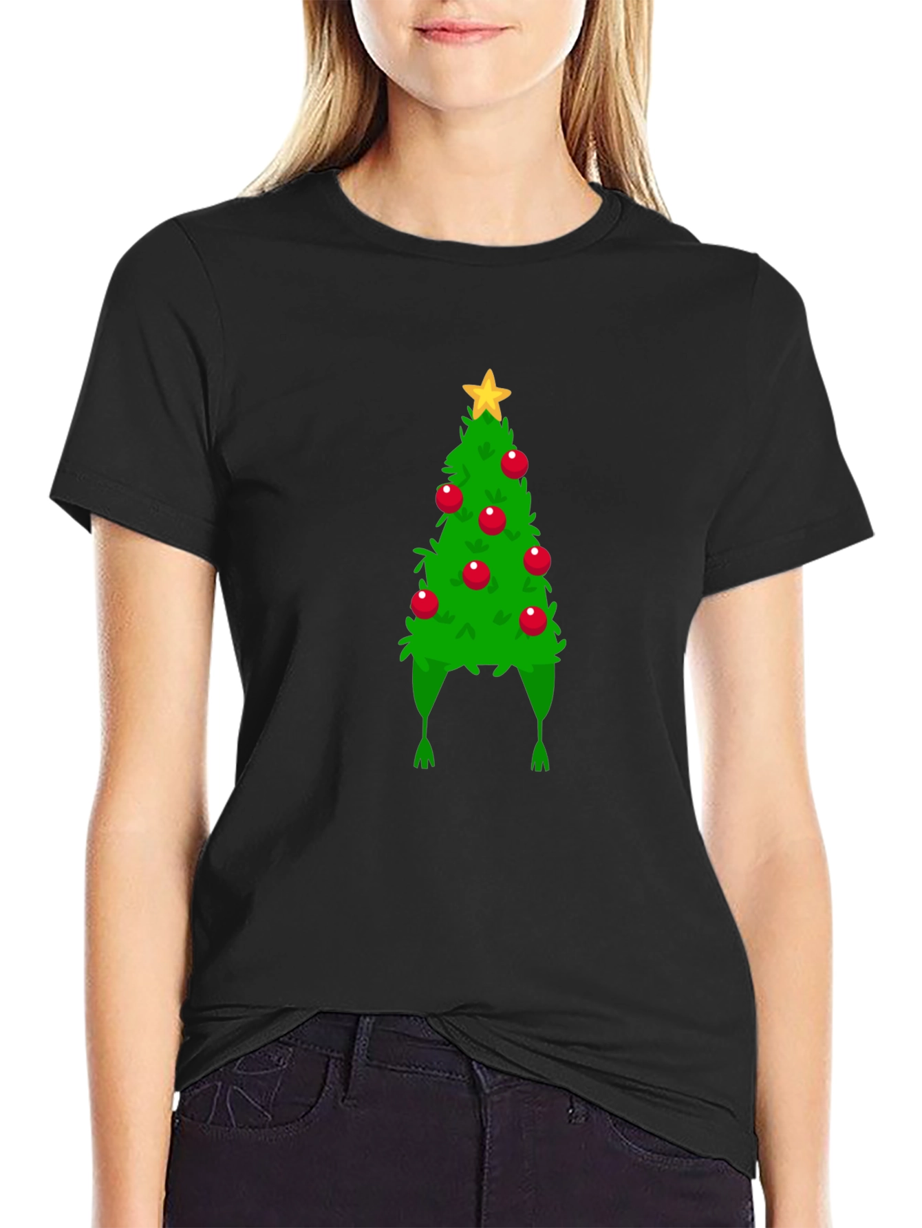 Christmas Tree Hat Graphic Tee - Holiday Fun!