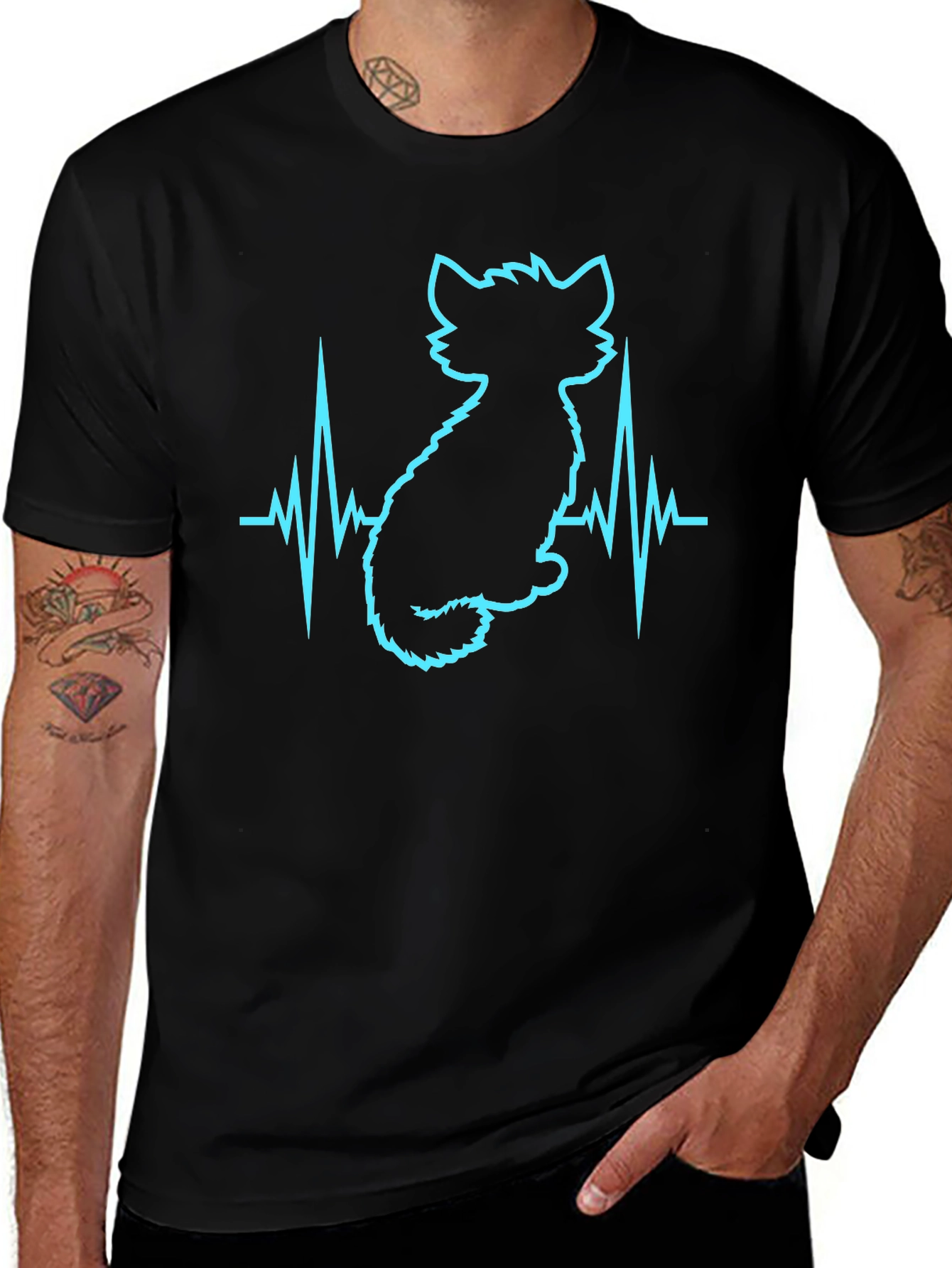 Cat Lover Heartbeat T-Shirt - Soft Cotton Blend