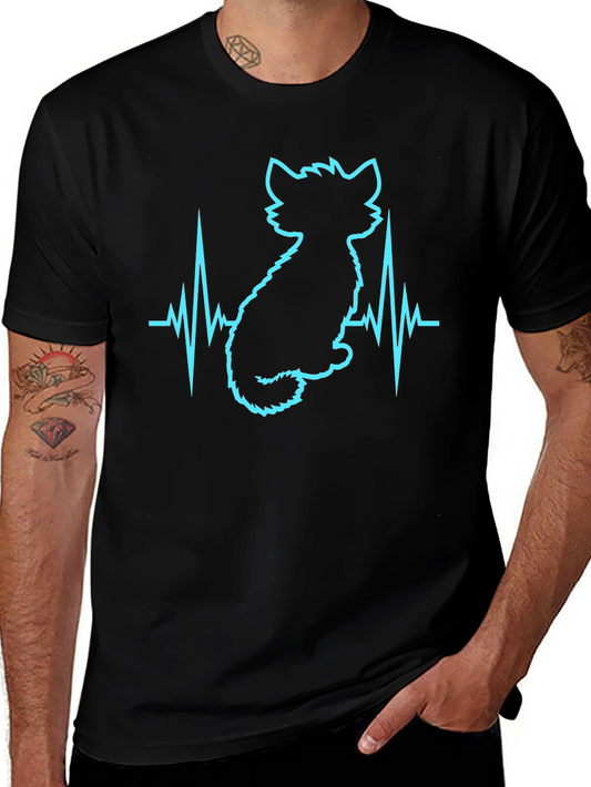 Cat Lover Heartbeat T-Shirt - Soft Cotton Blend