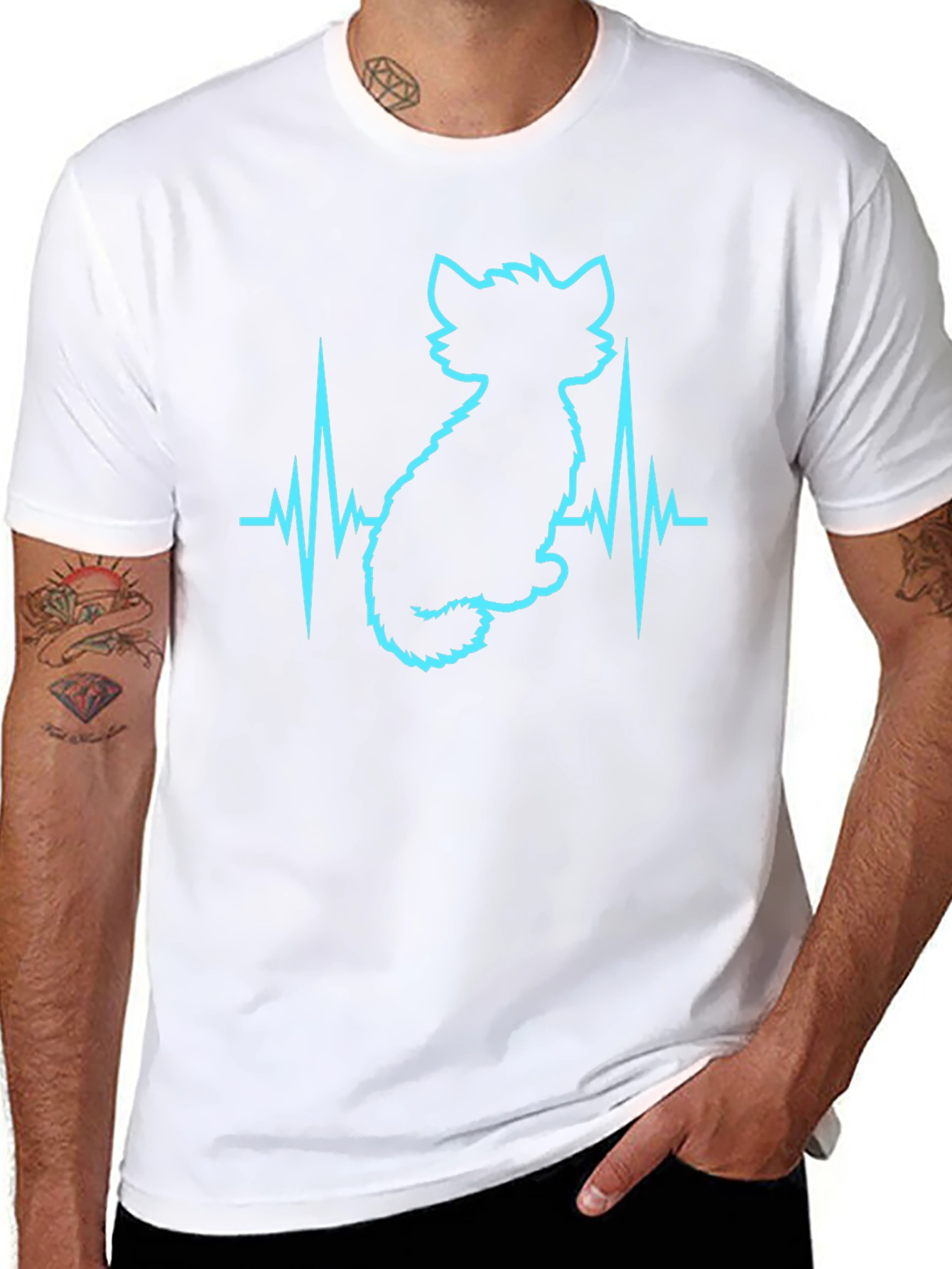 Cat Lover Heartbeat T-Shirt - Soft Cotton Blend