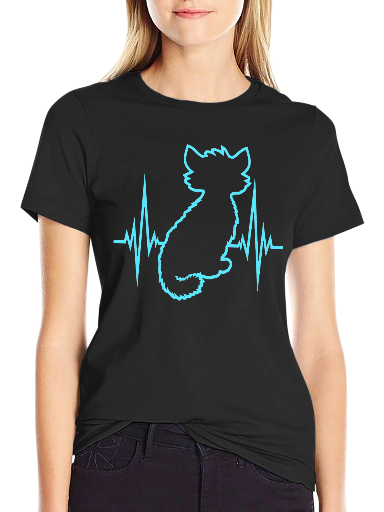 Cat Lover Heartbeat T-Shirt - Soft Cotton Blend
