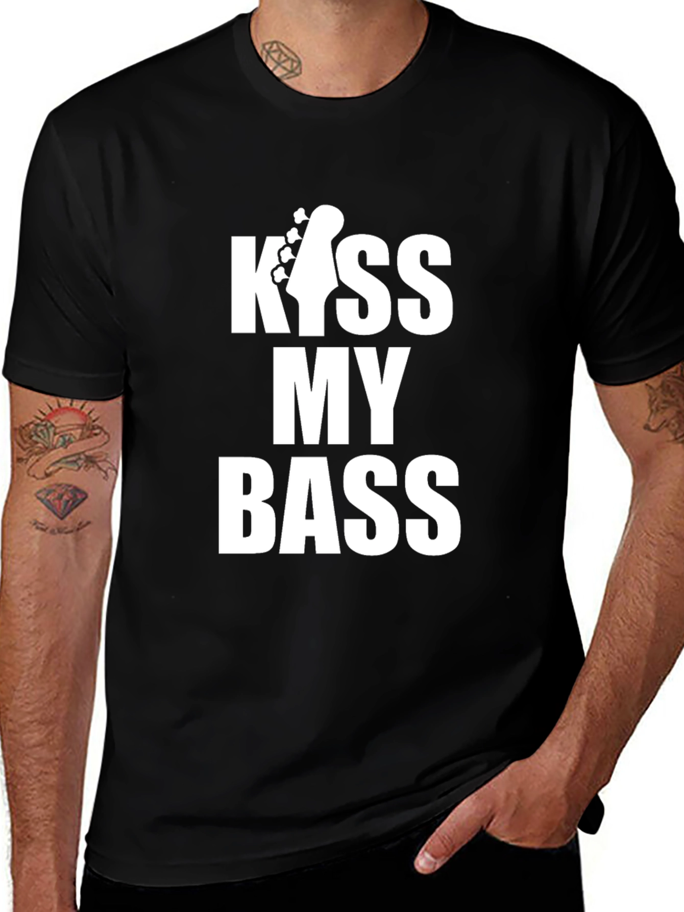 Kiss My Bass Guitar Black T-Shirt