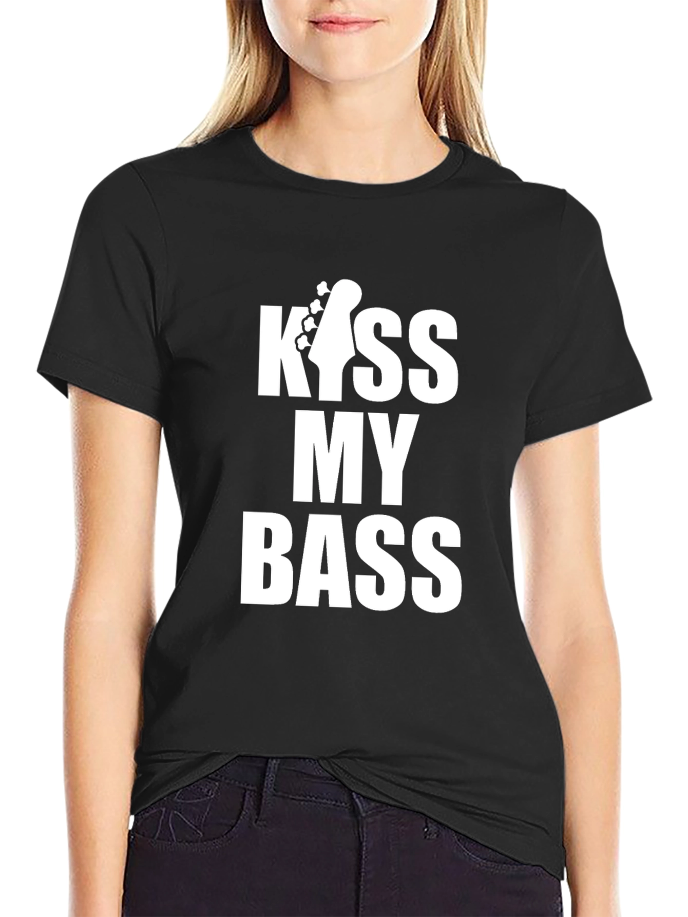 Kiss My Bass Guitar Black T-Shirt