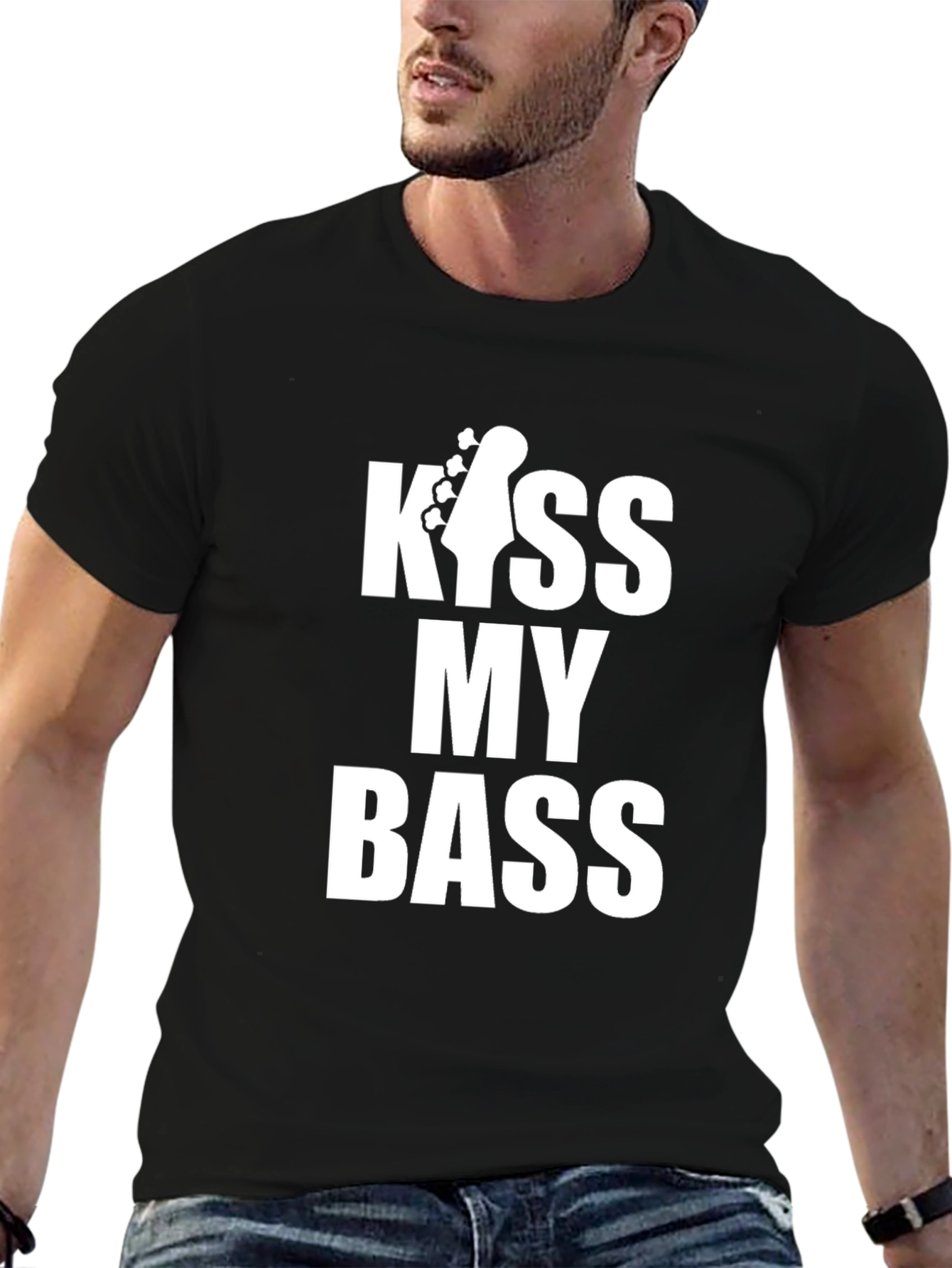 Kiss My Bass Guitar Black T-Shirt