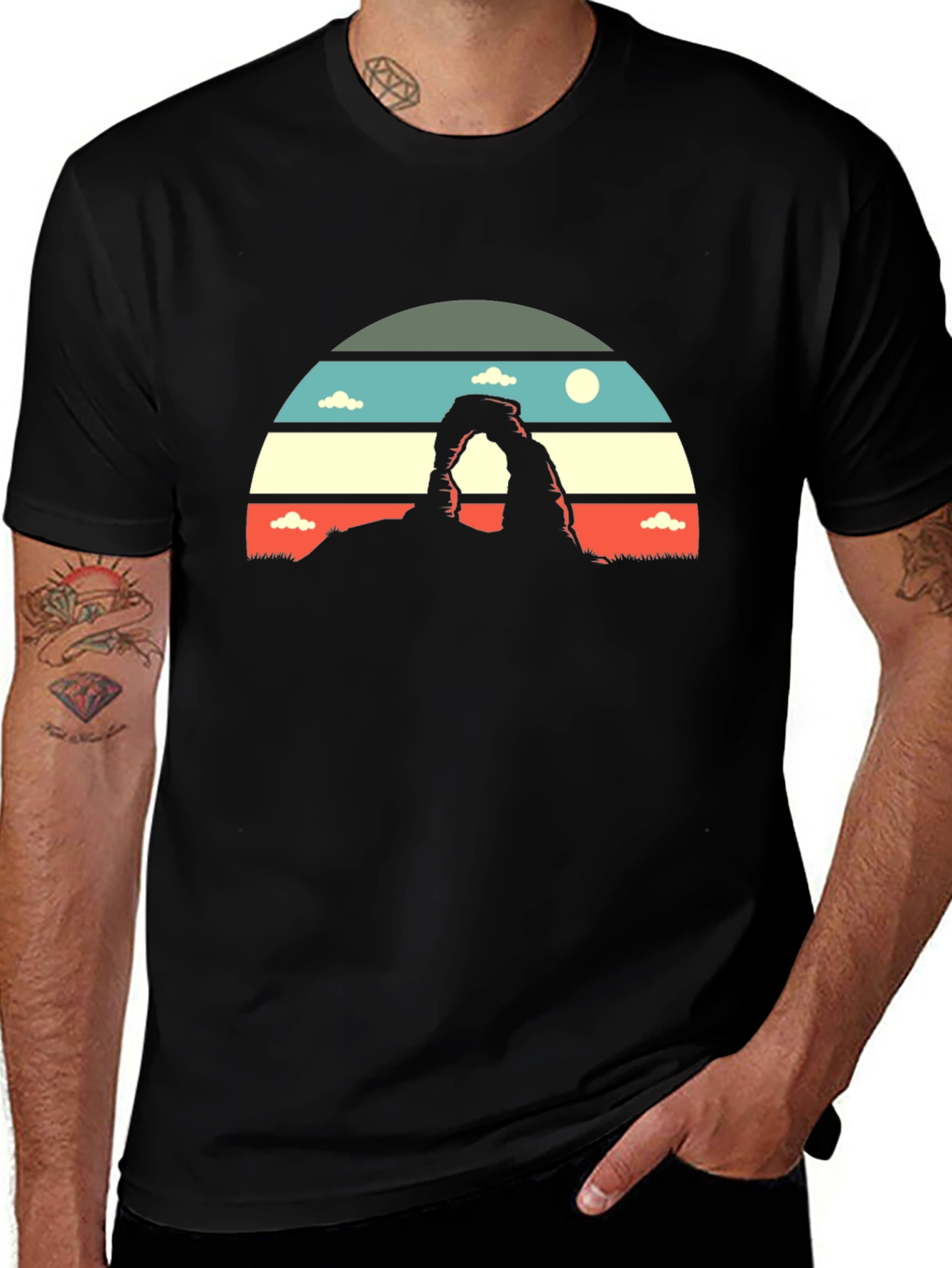 Retro Landscape Graphic Tee - Black