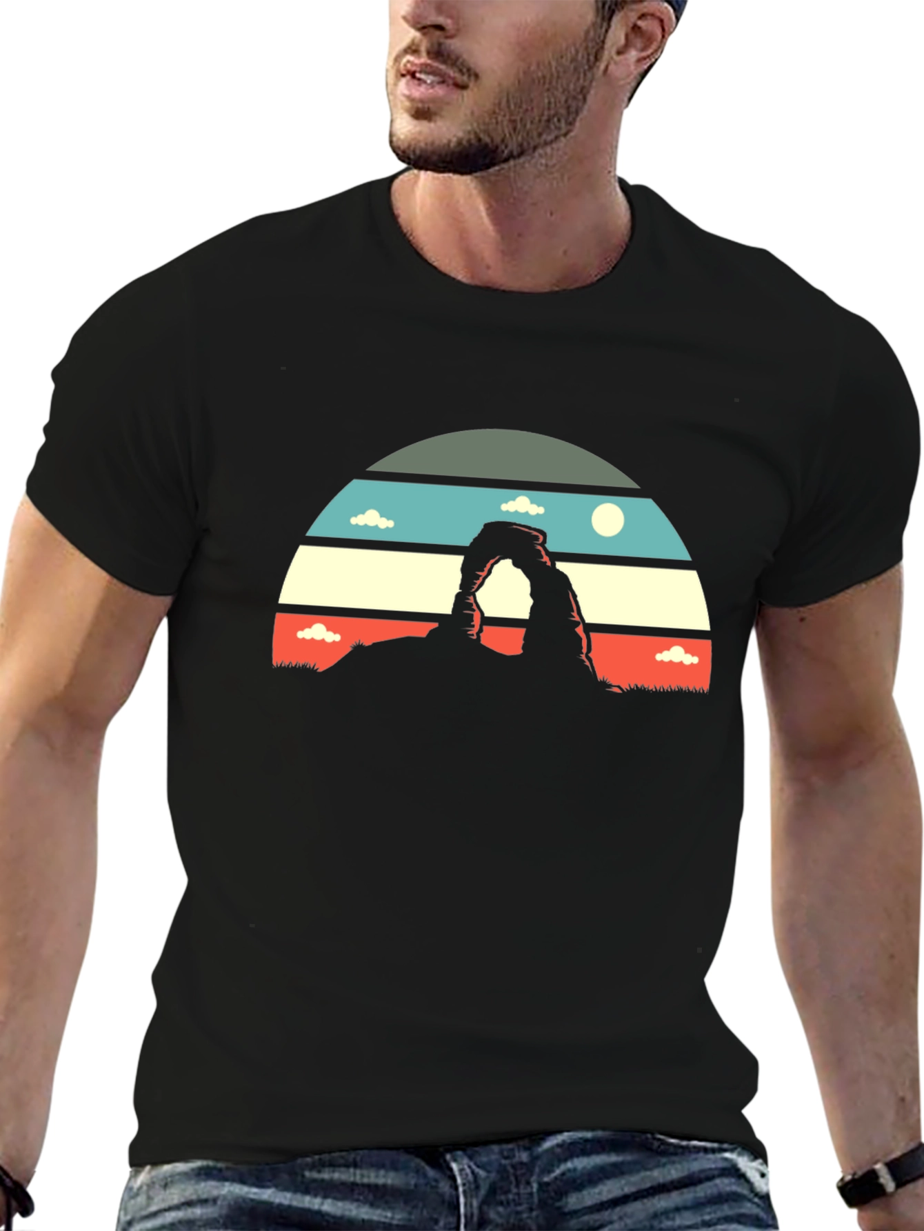Retro Landscape Graphic Tee - Black