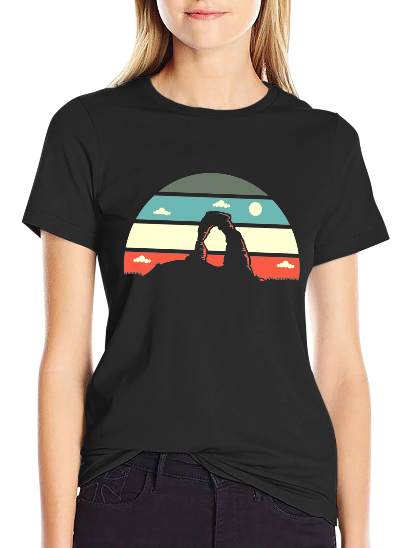 Retro Landscape Graphic Tee - Black