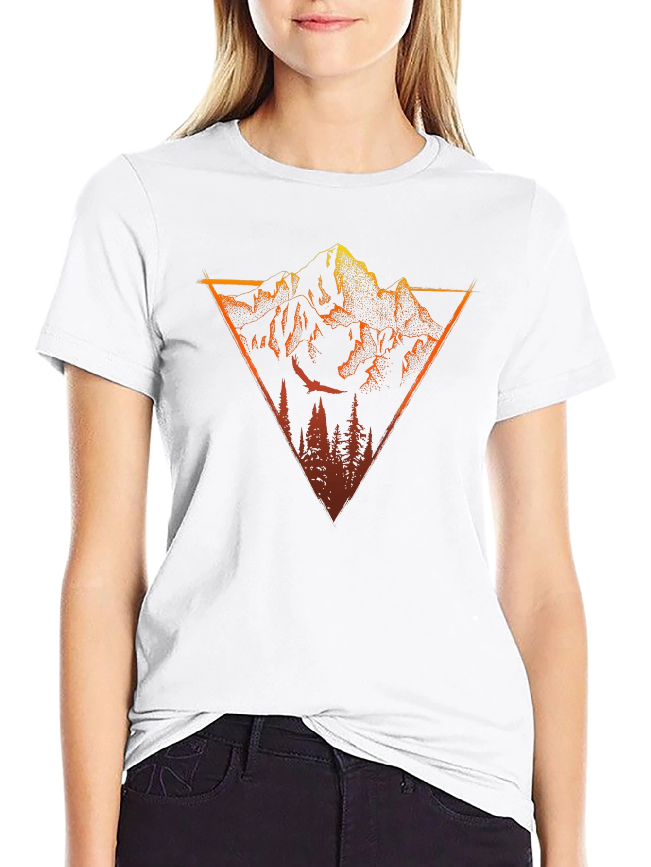 Mountain Triangle Graphic Tee - Black Cotton T-Shirt