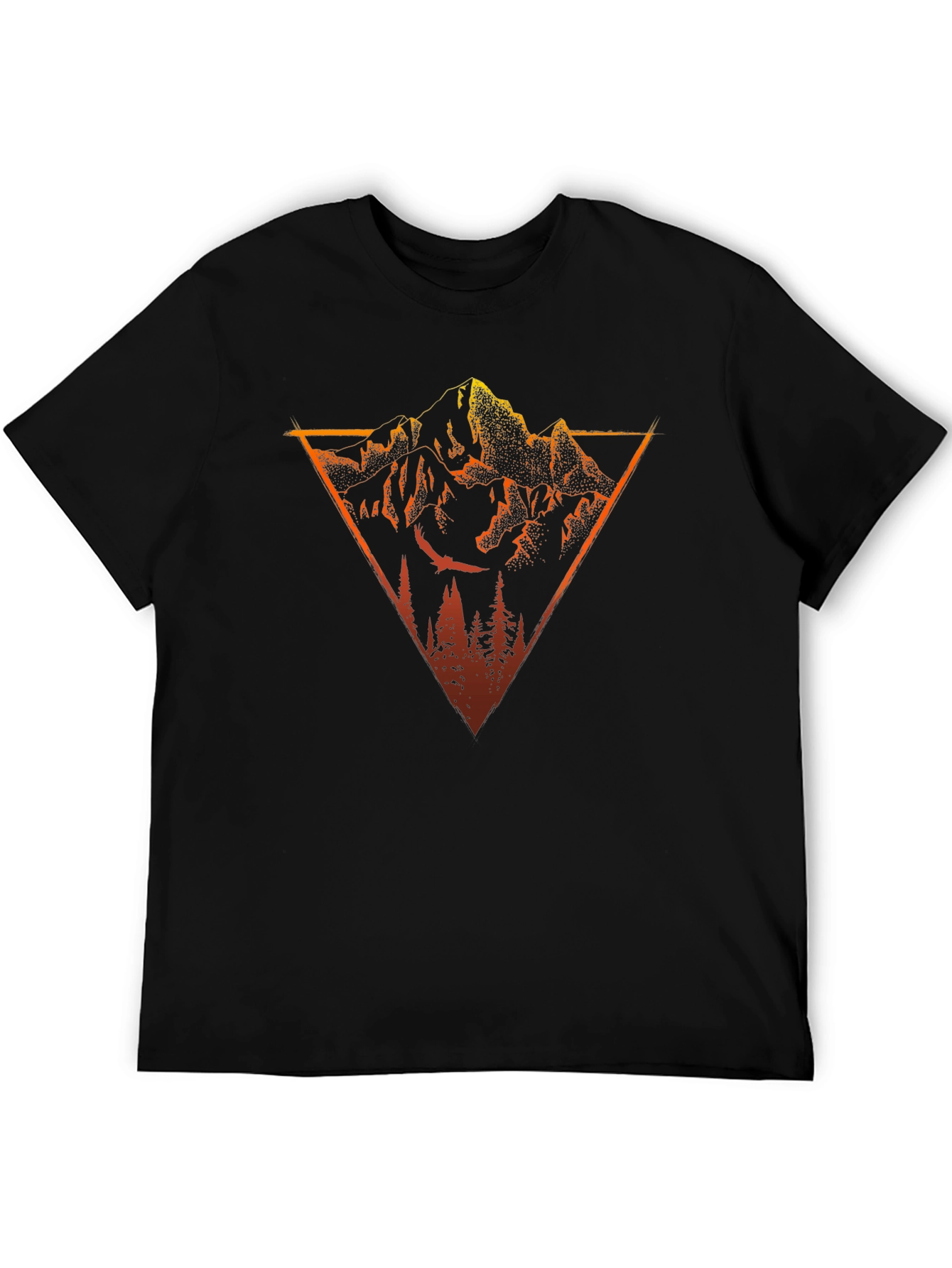 Mountain Triangle Graphic Tee - Black Cotton T-Shirt