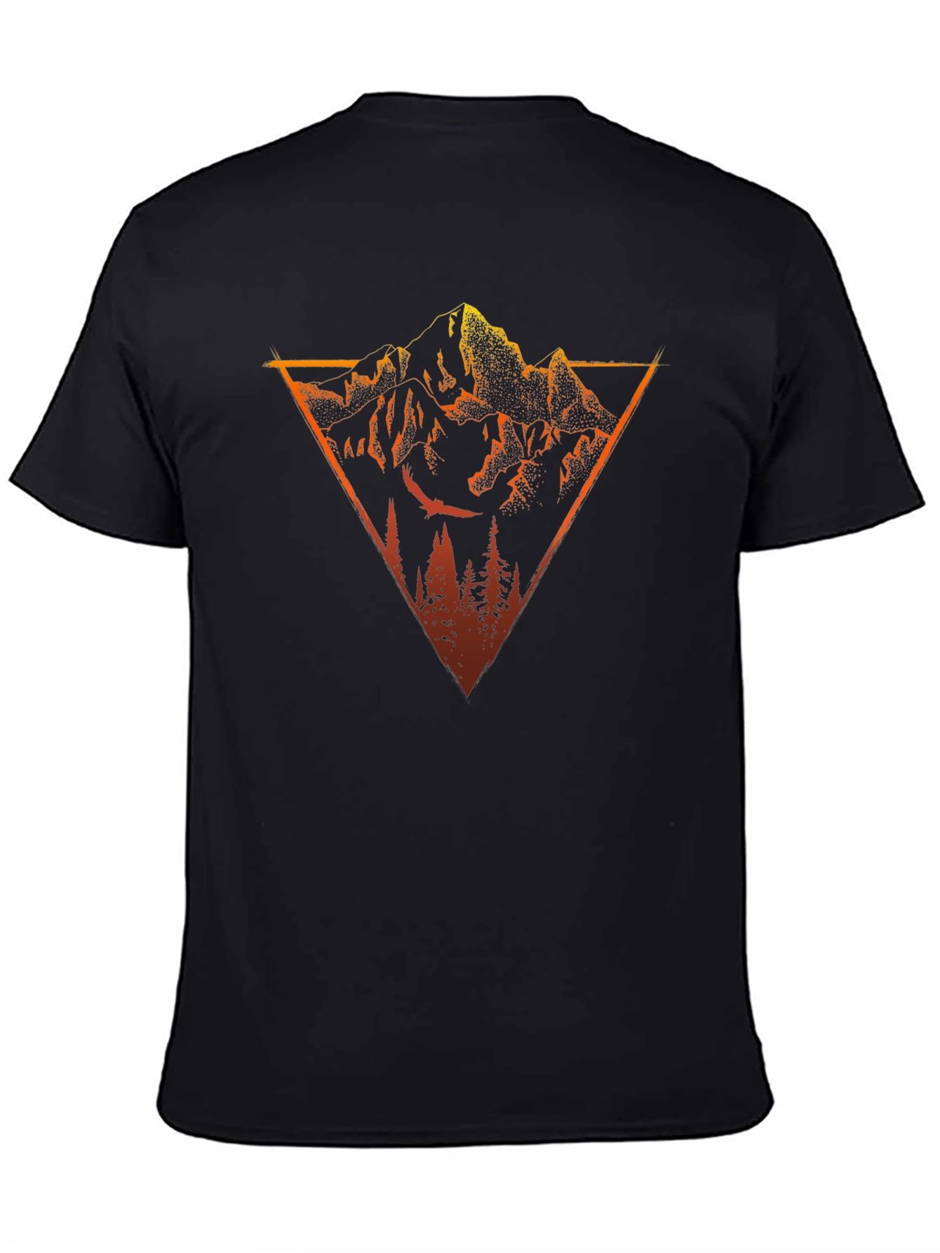 Mountain Triangle Graphic Tee - Black Cotton T-Shirt
