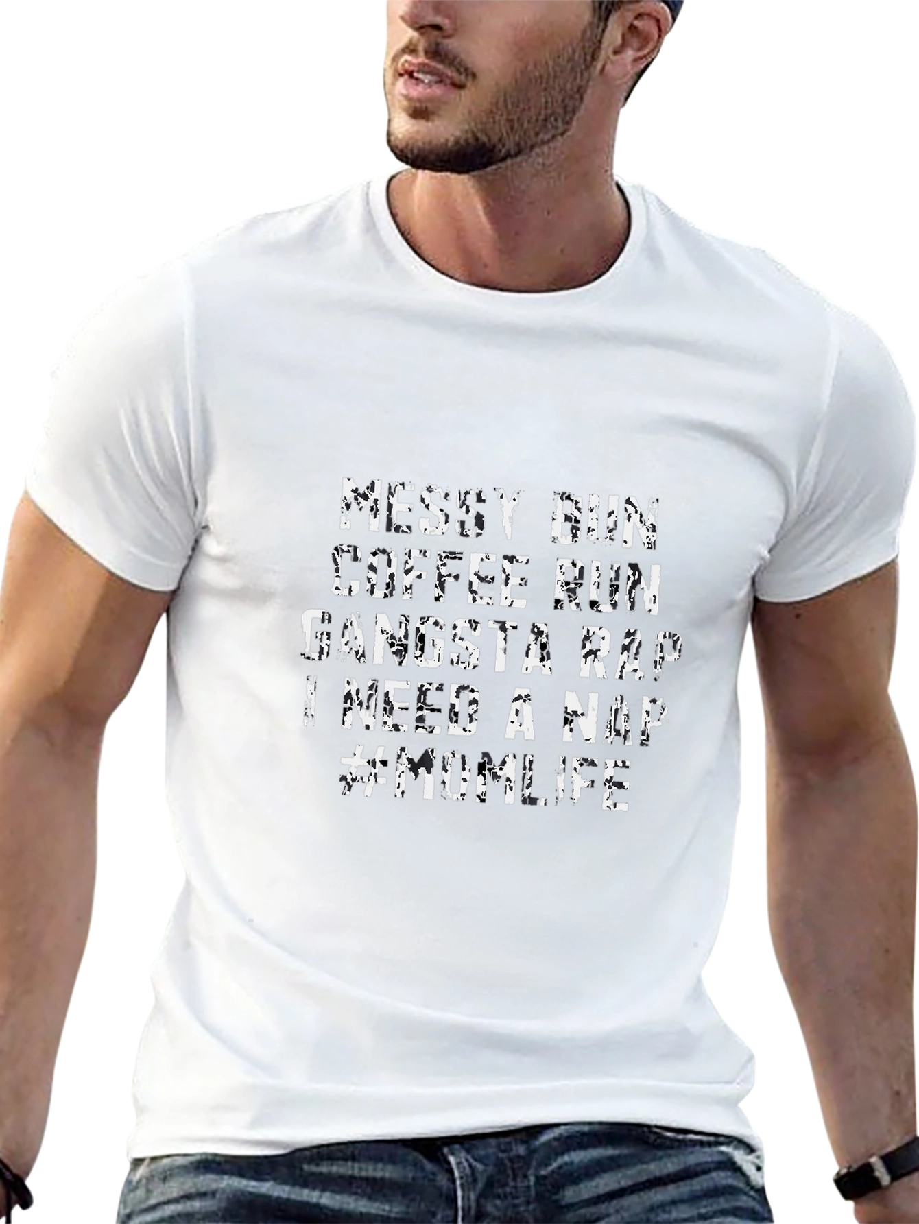 Messy Bun Mom Life Graphic Tee - Black