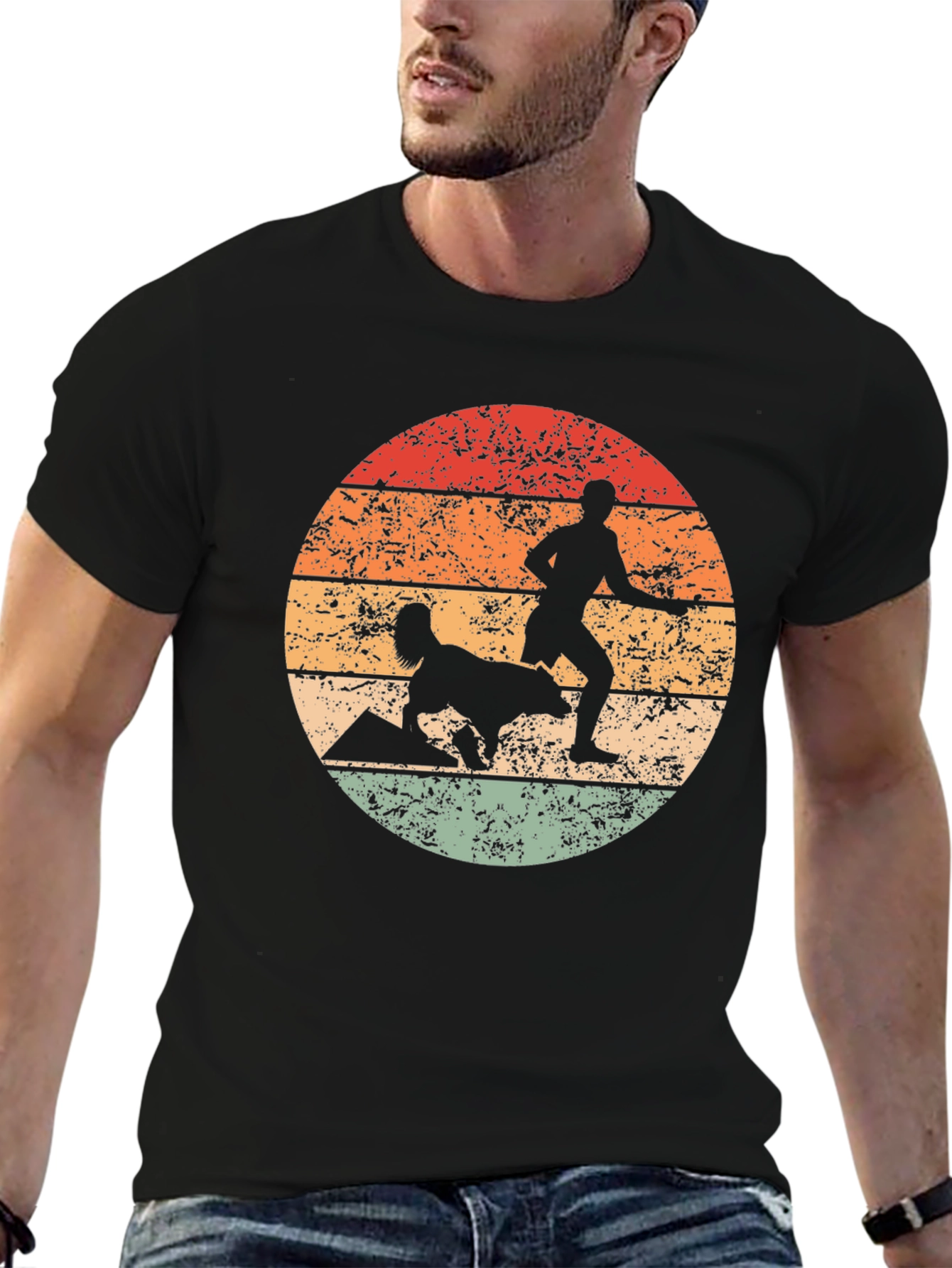 Retro Dog Agility Silhouette T-Shirt