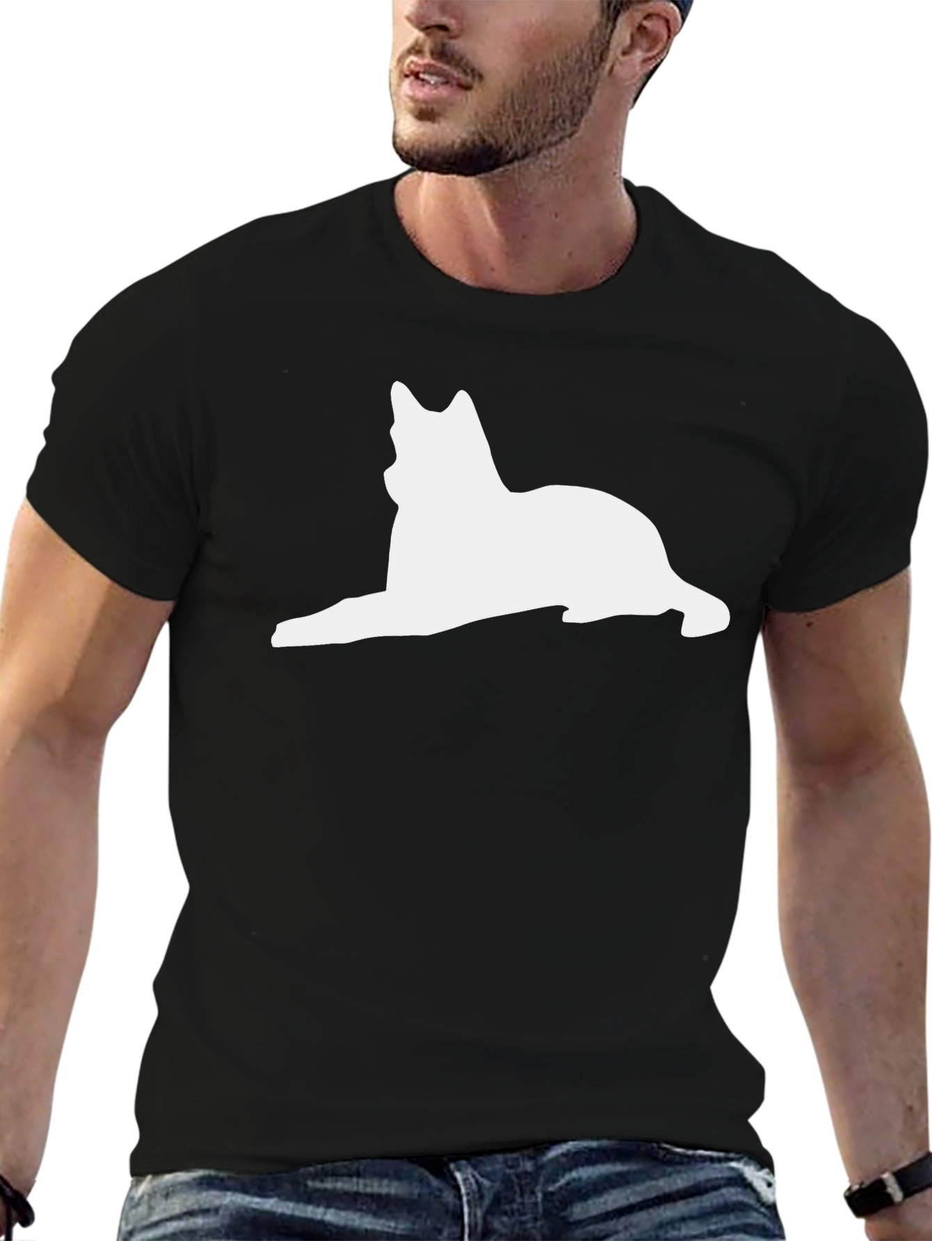 Cool Cat Silhouette Black T-Shirt
