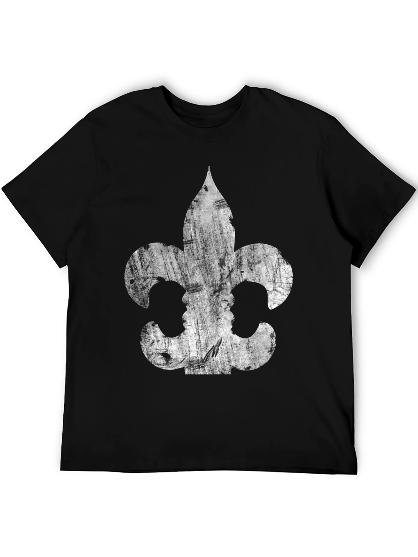 Fleur-de-Lis Distressed Graphic Tee - Black