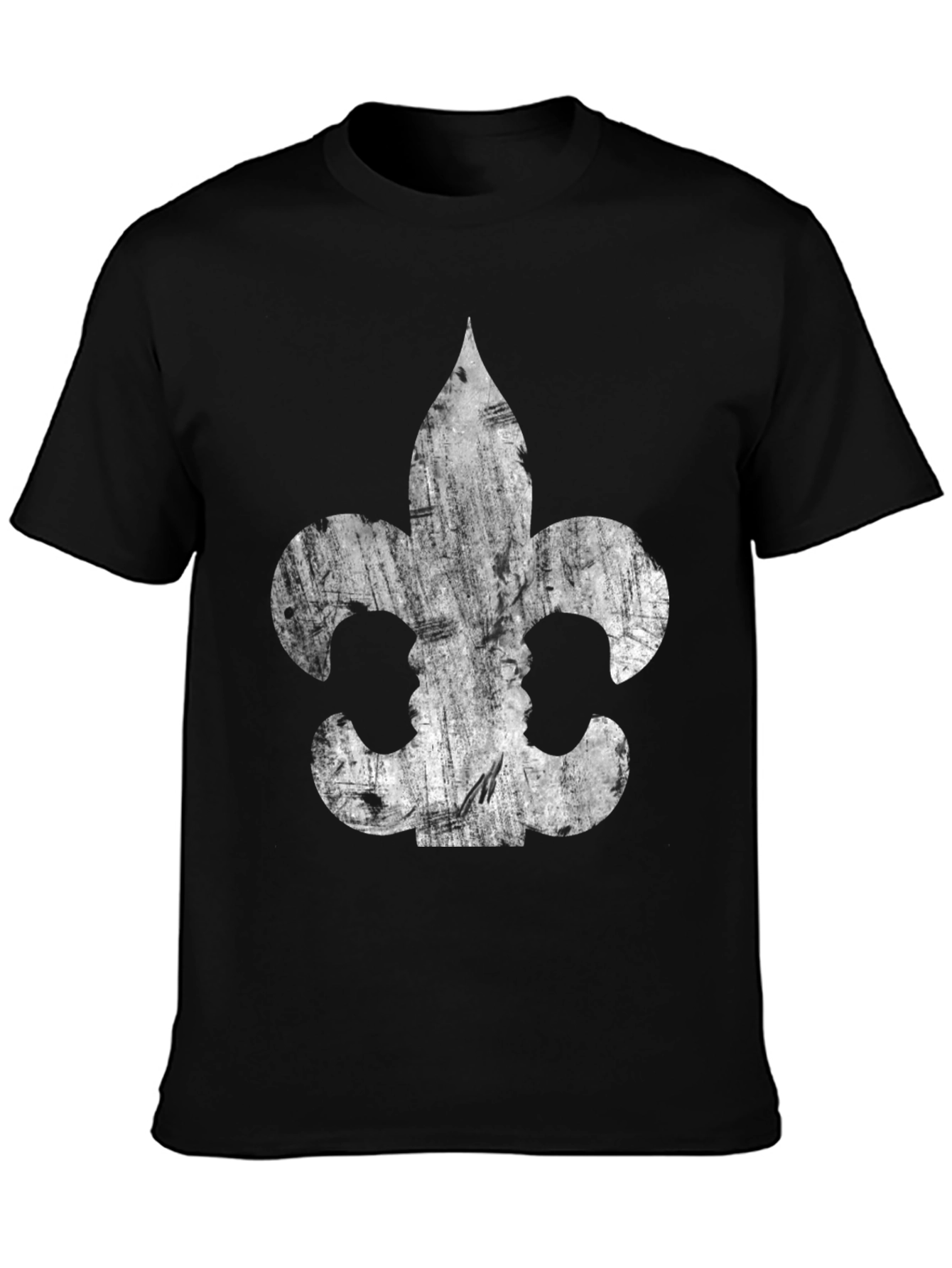 Fleur-de-Lis Distressed Graphic Tee - Black